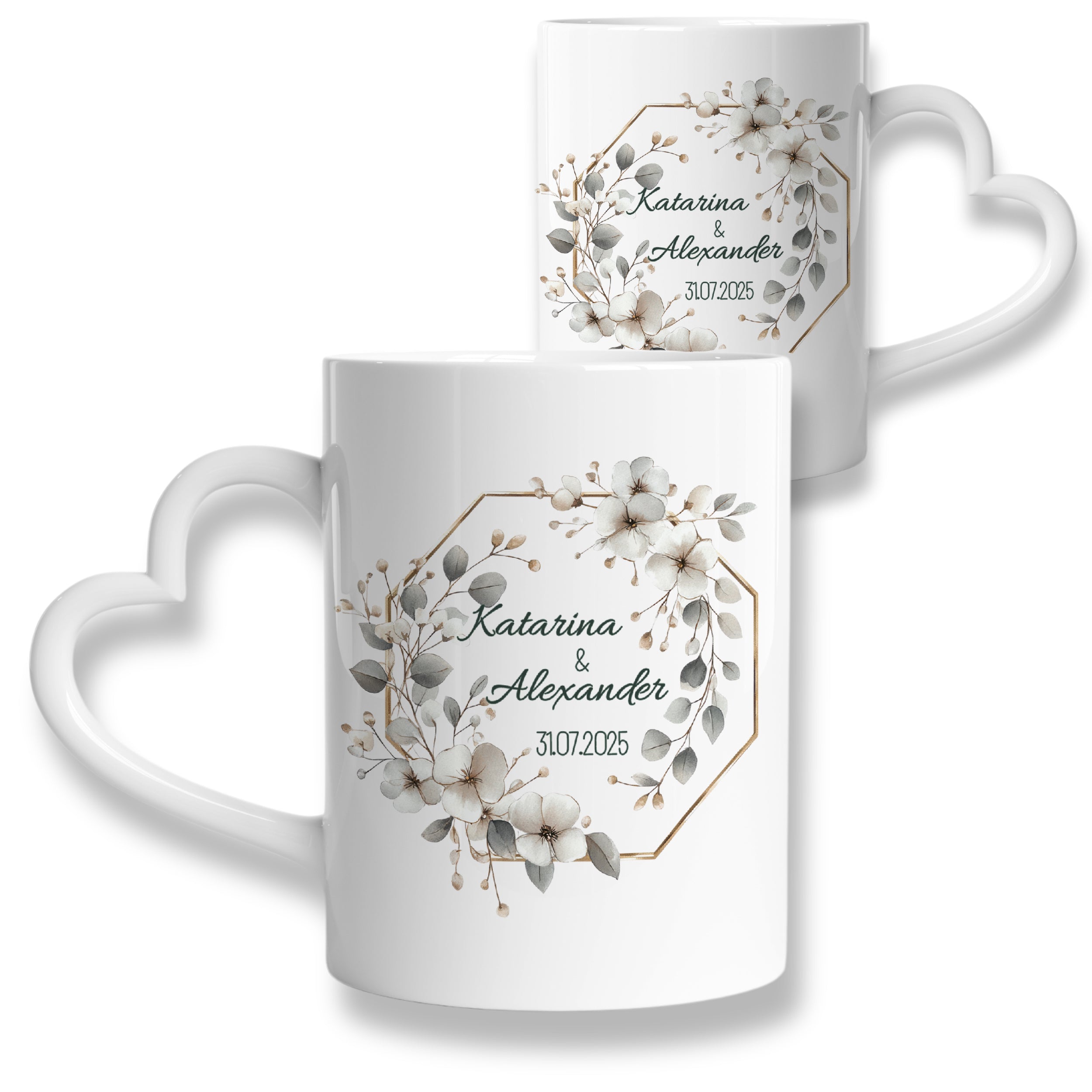 Tasse mit Herzhenkel und personalisiertem Design - Für besondere Momente