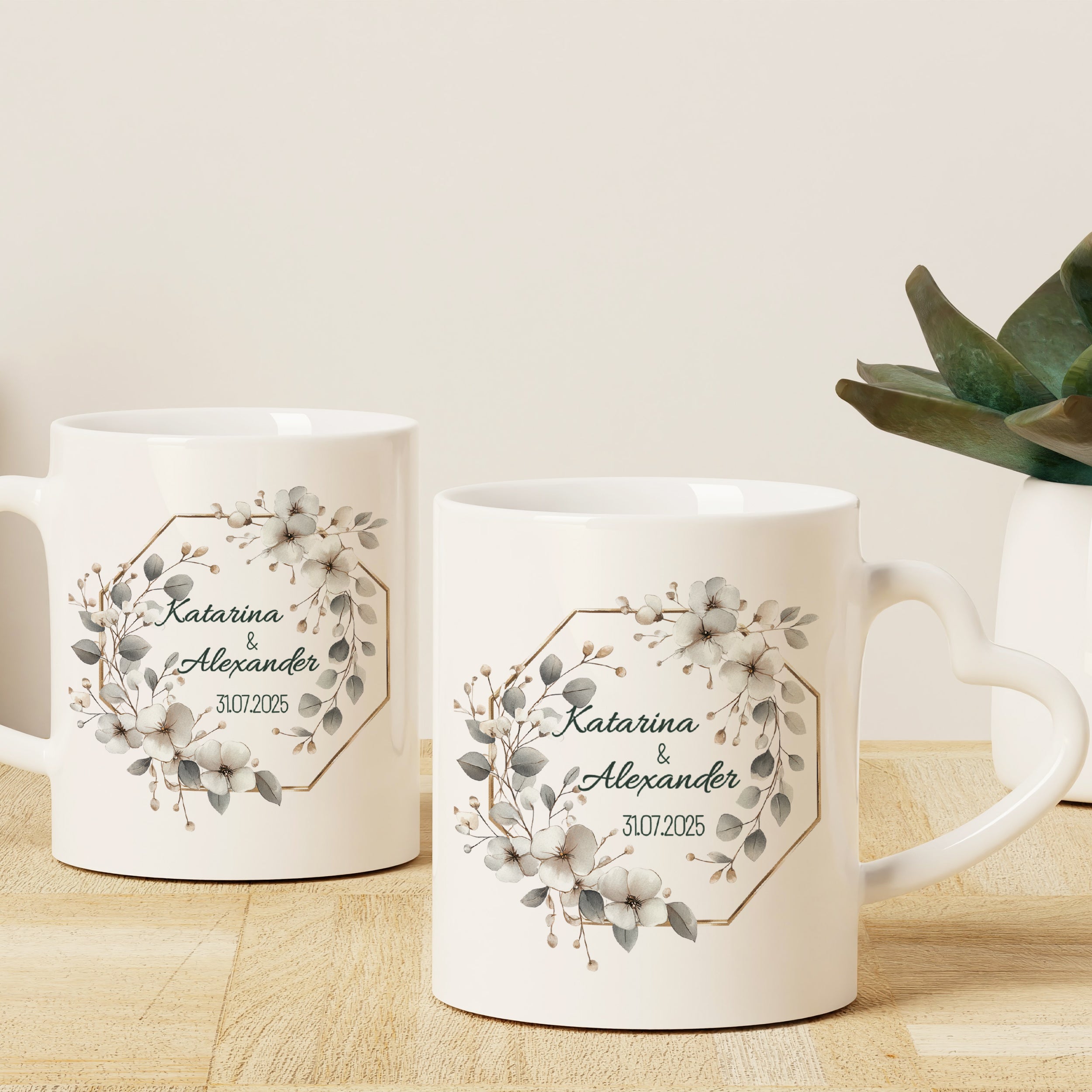 Tasse mit Herzhenkel und personalisiertem Design - Für besondere Momente