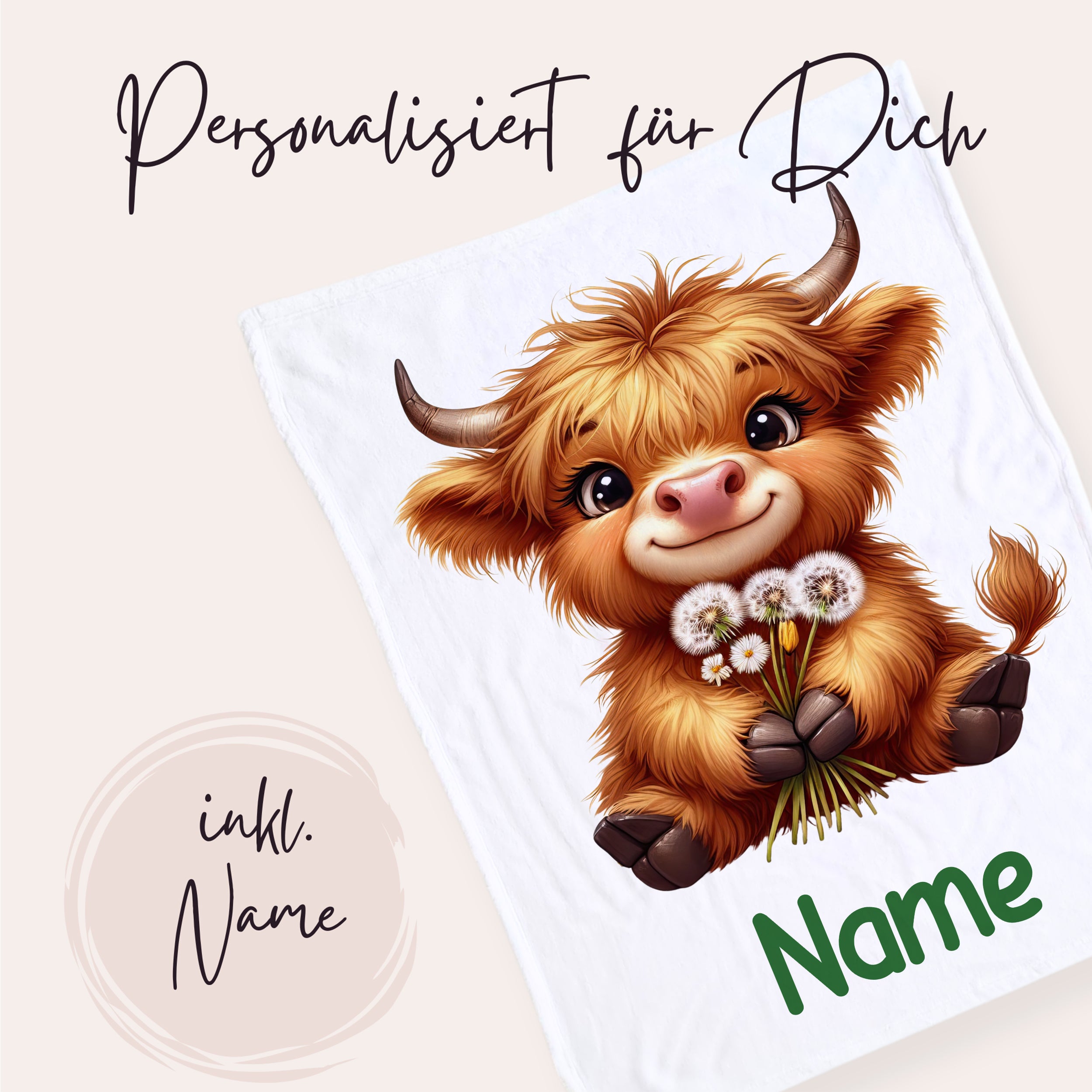 Babydecke mit süßem Hochlandrind