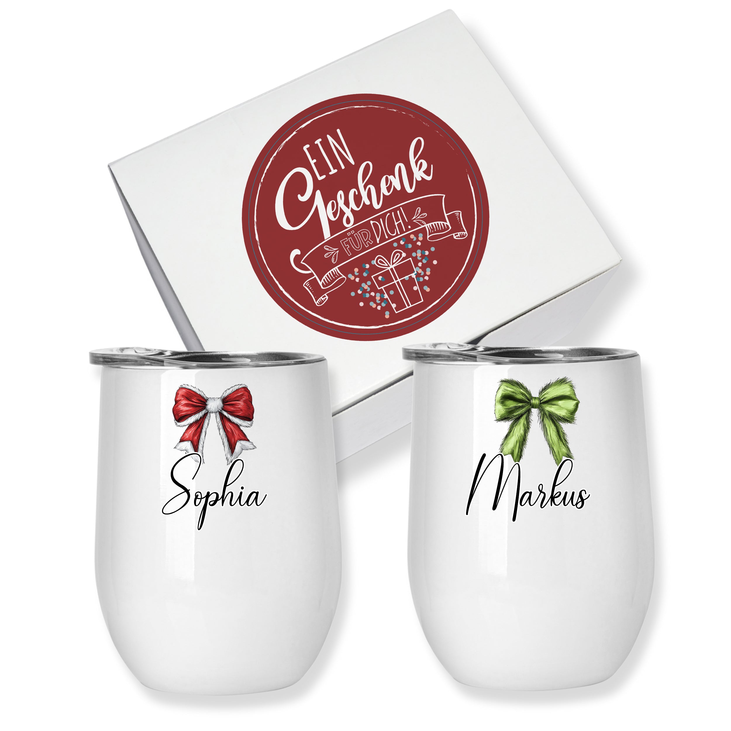 Zwei Glühweinbecher Set mit Schleifenmotiv