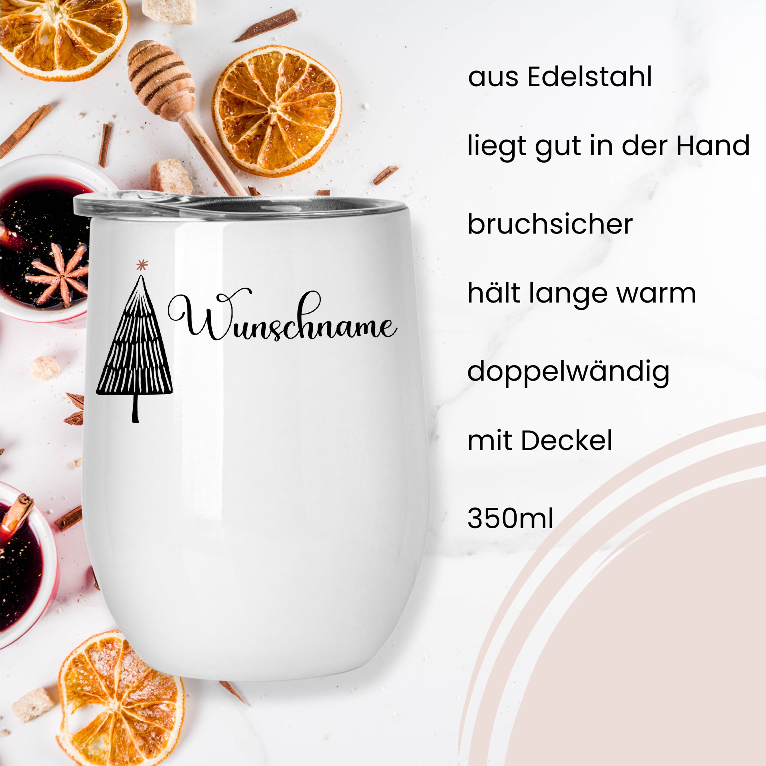 Zwei Glühweinbecher Set mit Tannenbaummotiv