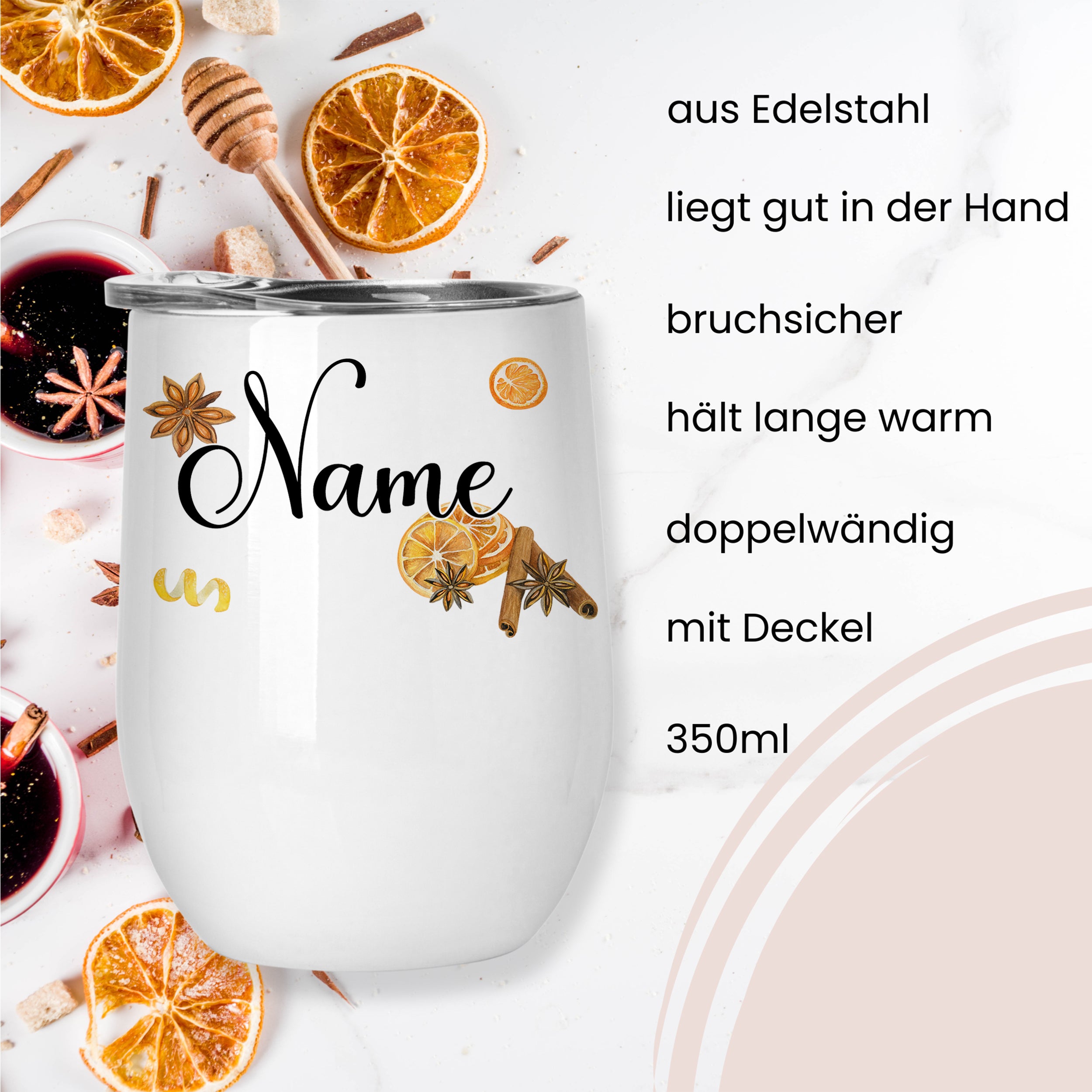 Zwei Glühweinbecher Set mit Zimtmotiven