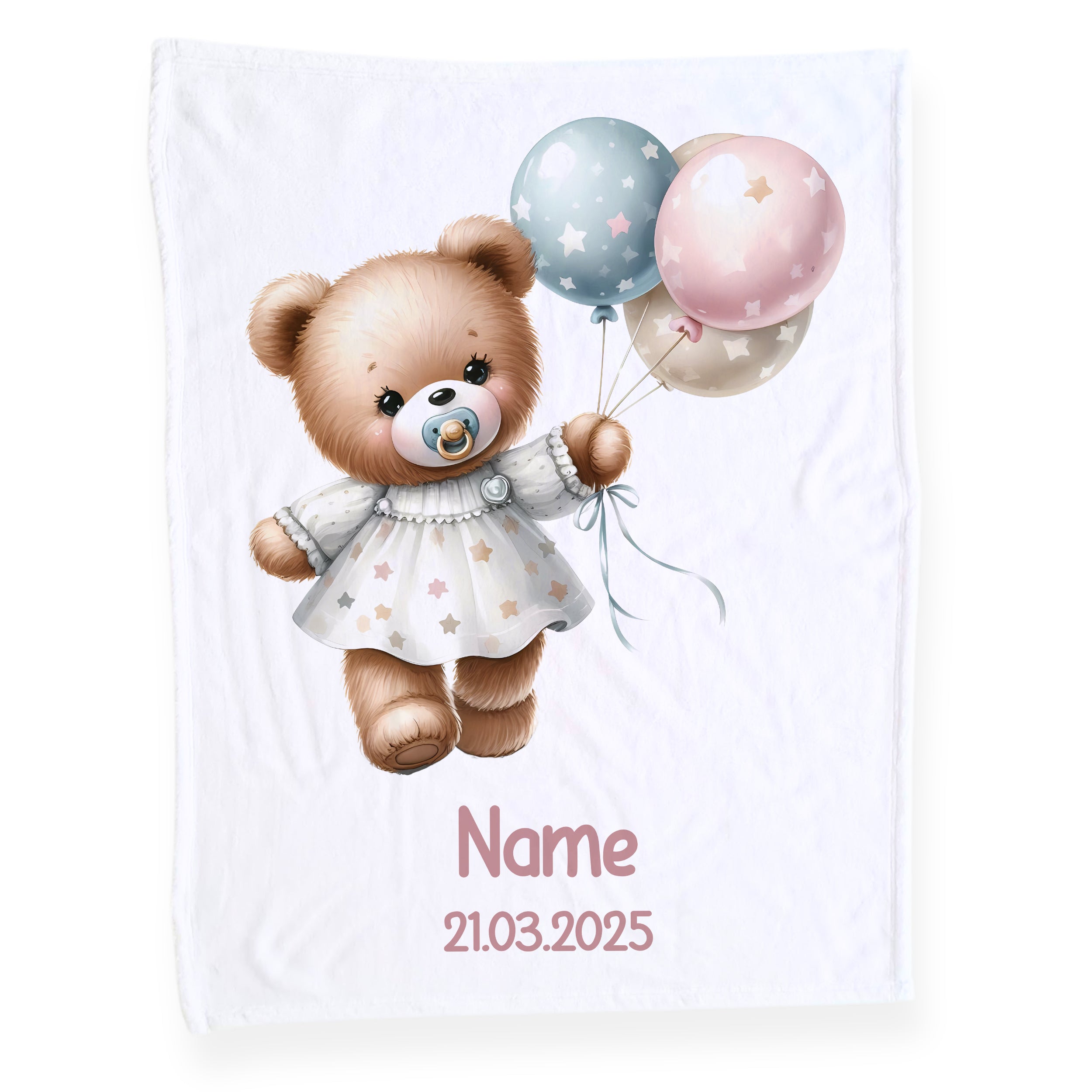 Babydecke mit Teddybär und Ballons