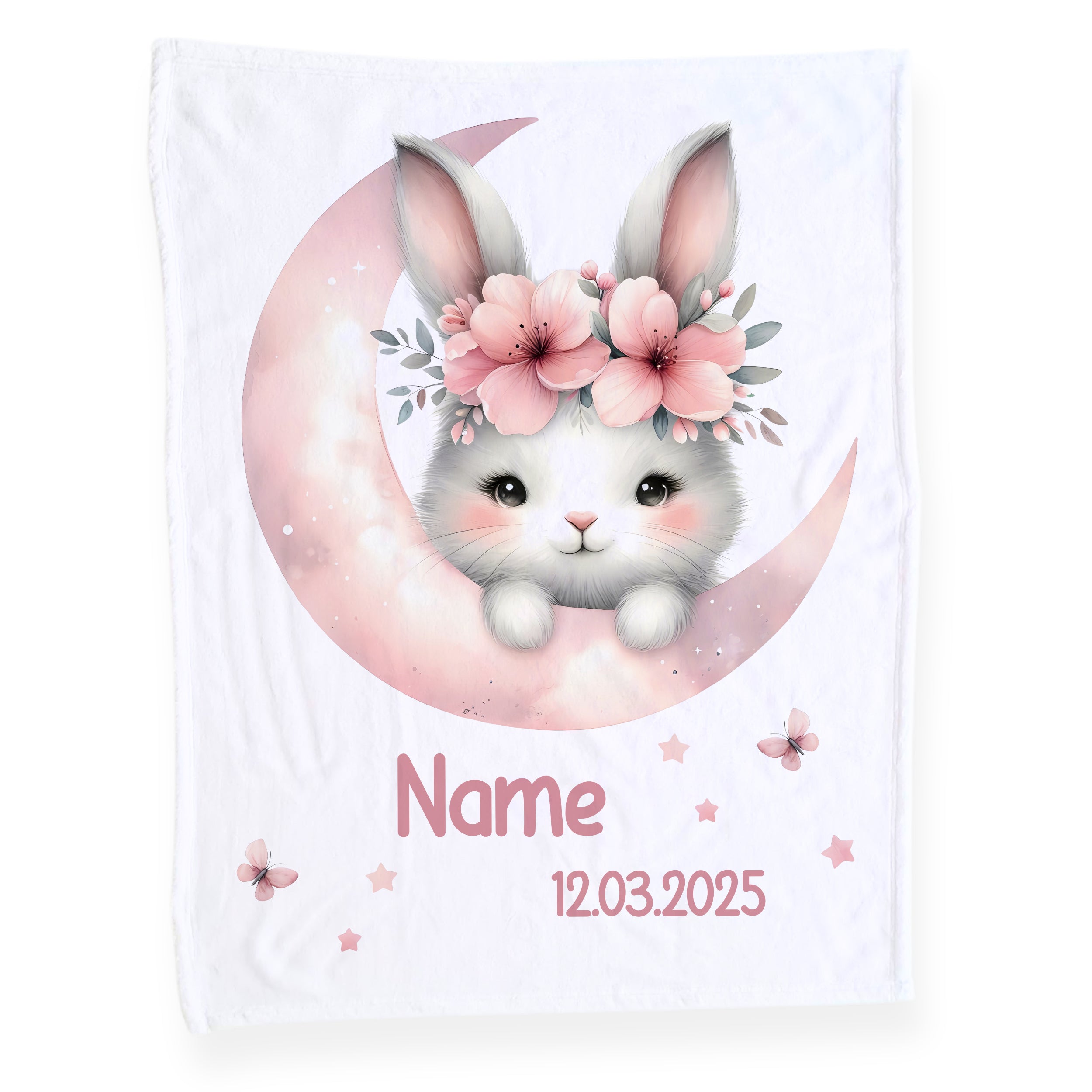 Babydecke mit süßem Hasenmotiv