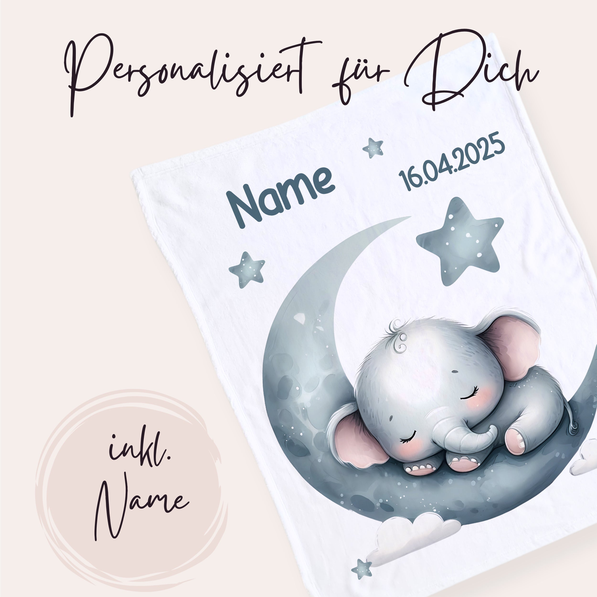Babydecke mit schlafendem Elefanten - Sanfte Träume für dein Baby