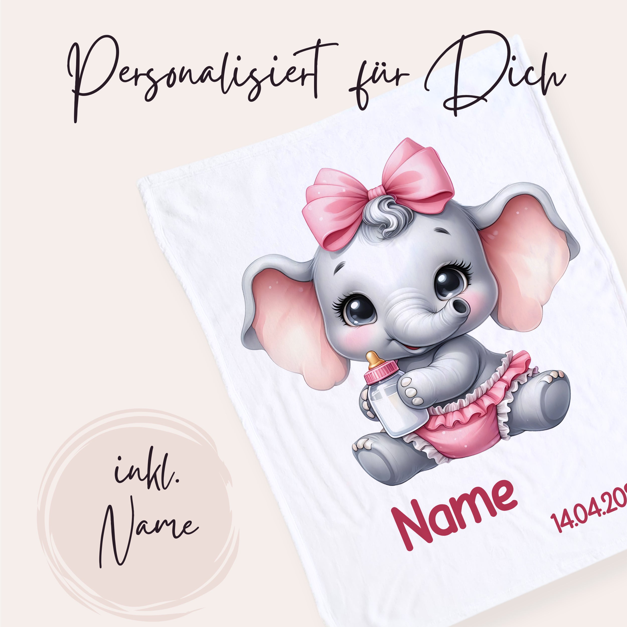 Babydecke mit niedlichem Elefanten Motiv