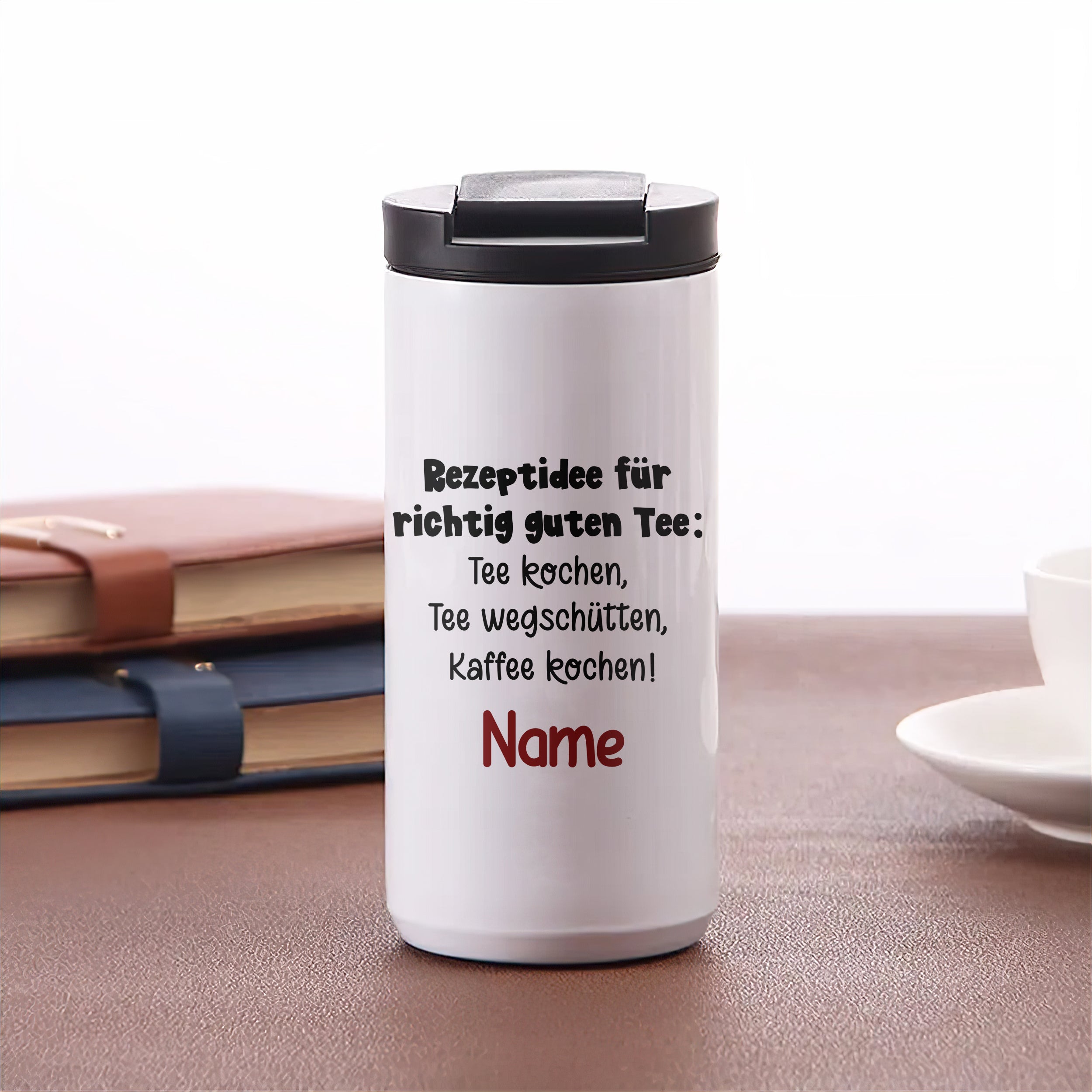 Kaffeebecher mit Tee-Rezept