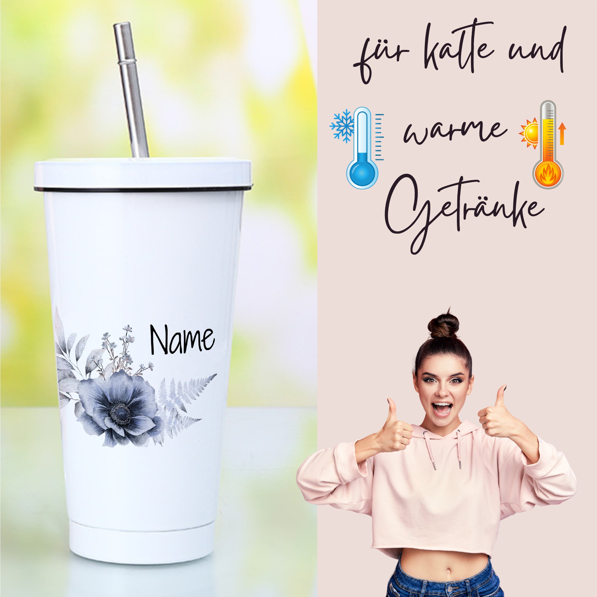 Trinkbecher mit Blumendesign