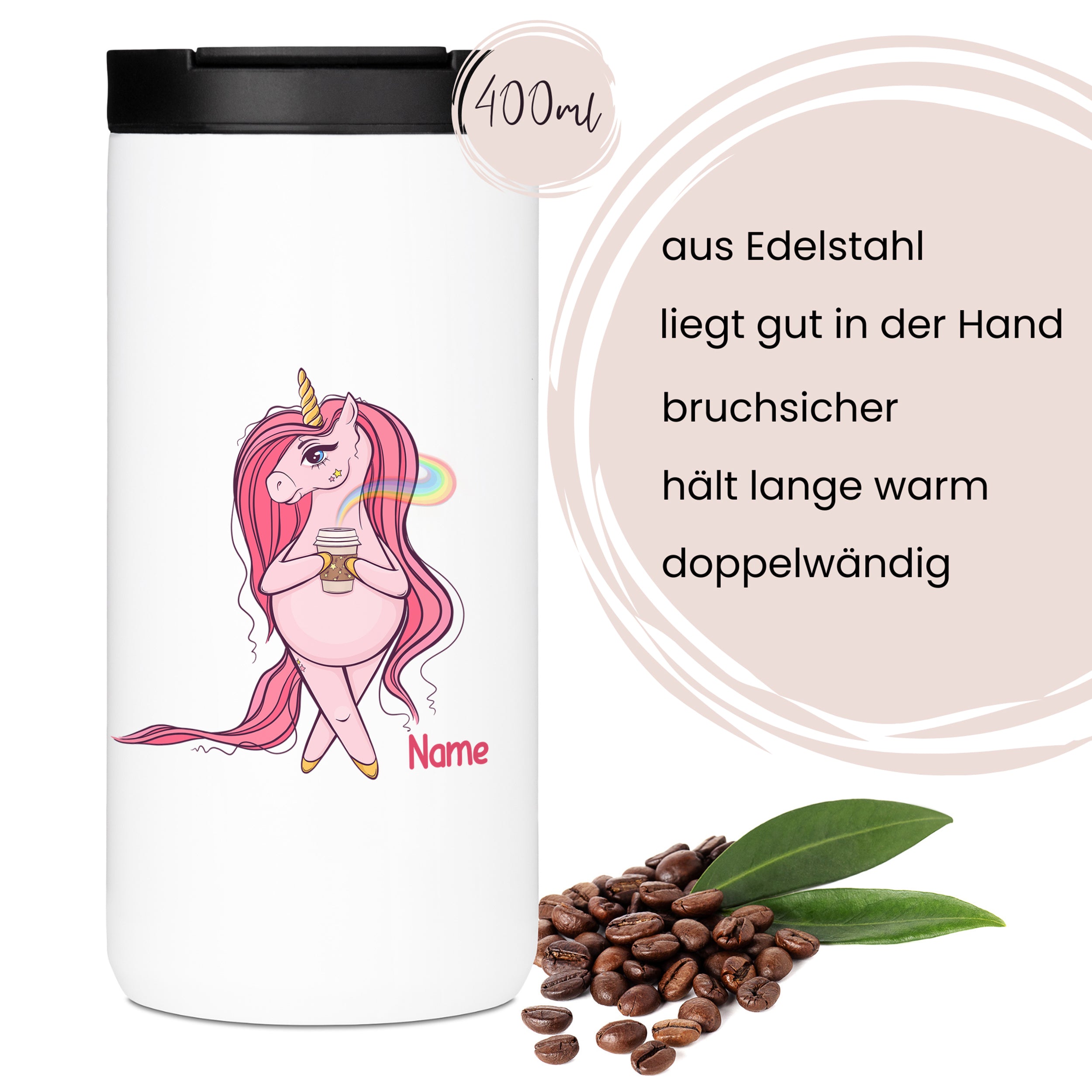 Kaffeebecher Einhorn mit Regenbogen