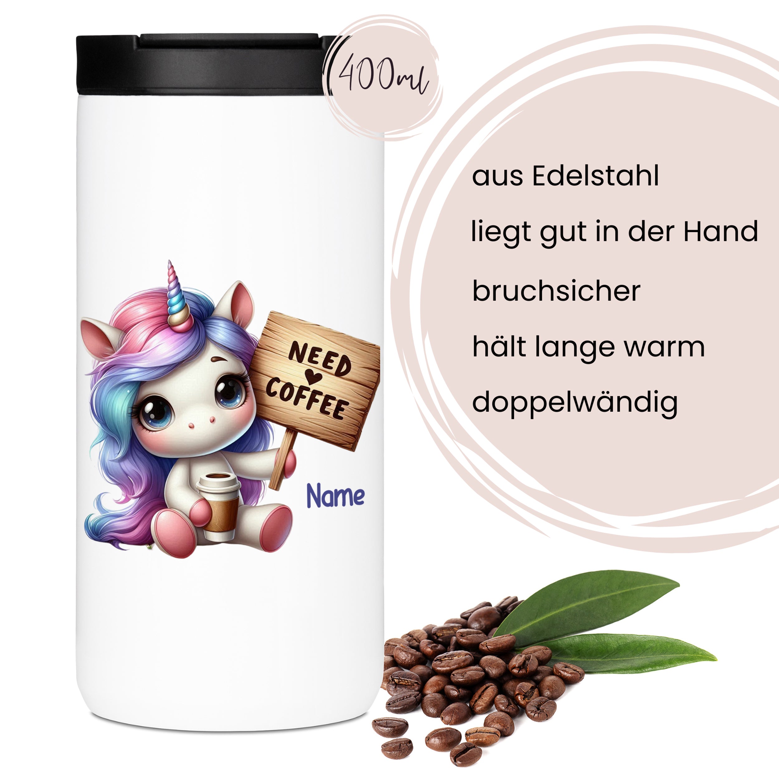 Kaffeebecher Einhorn mit Kaffeetasse