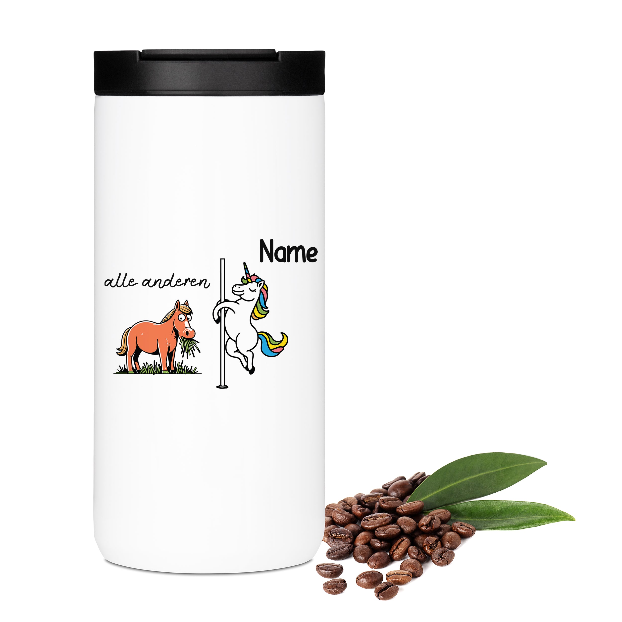 Kaffeebecher mit Einhorn und Pferd