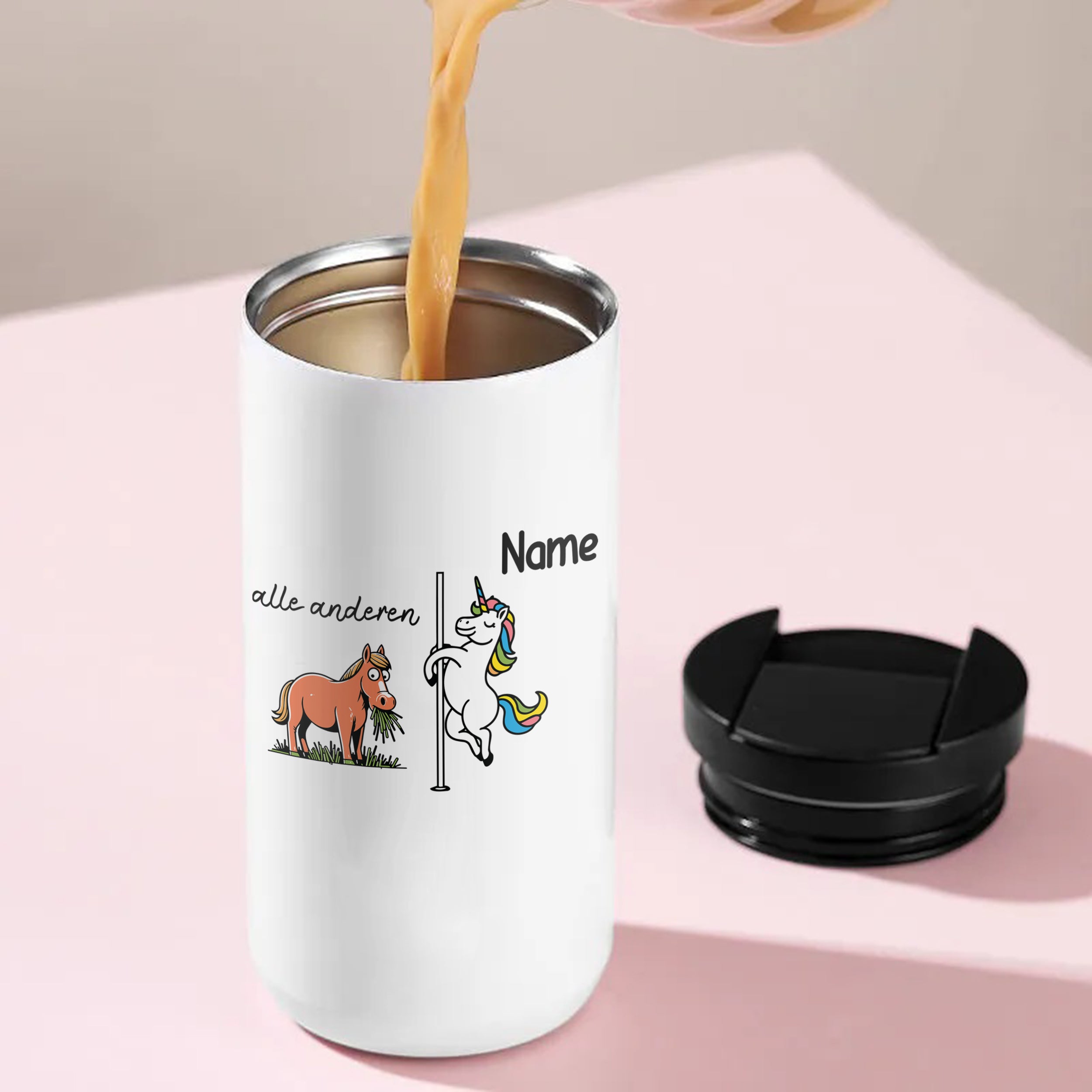 Kaffeebecher mit Einhorn und Pferd