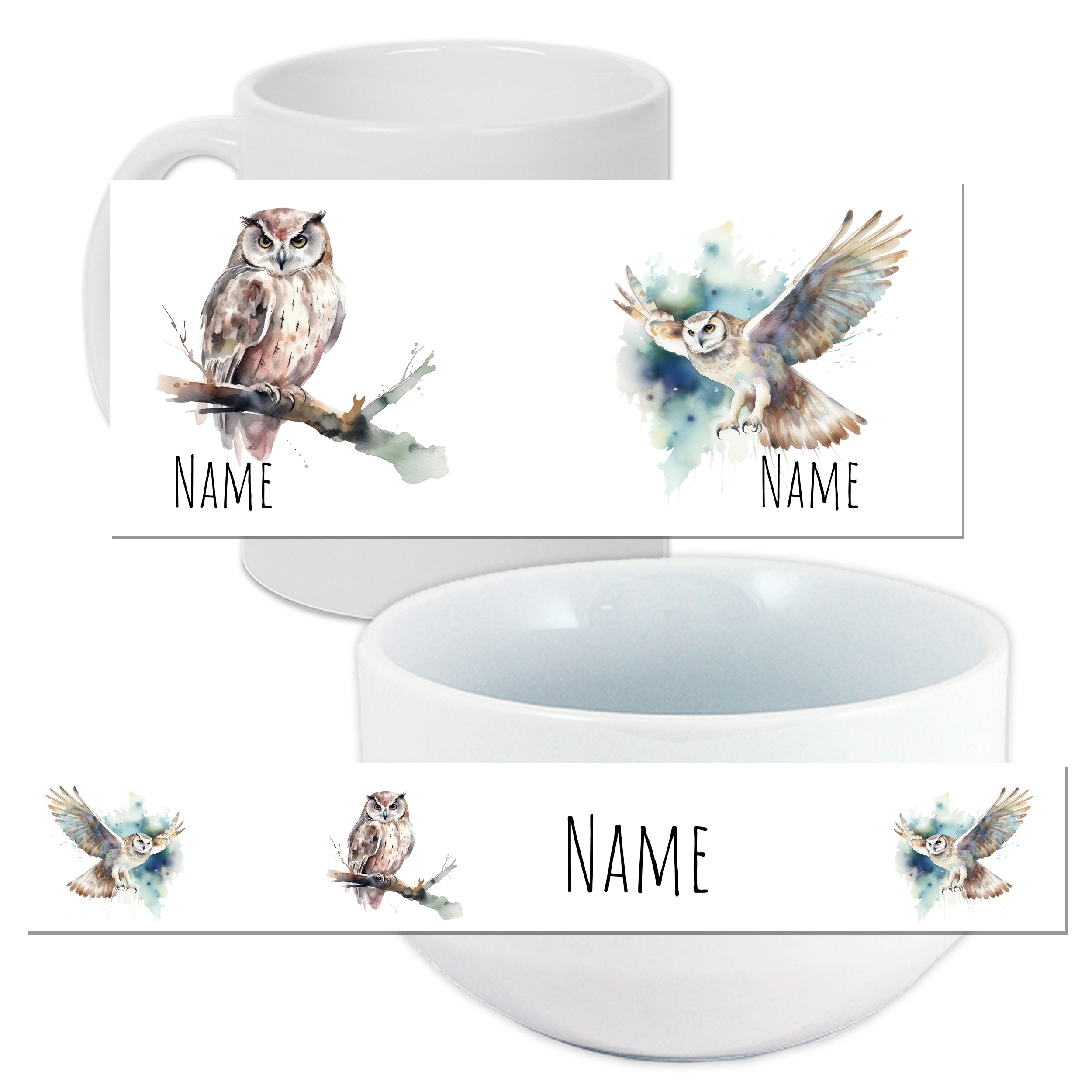 Set Müslischale mit Tasse mit Eule