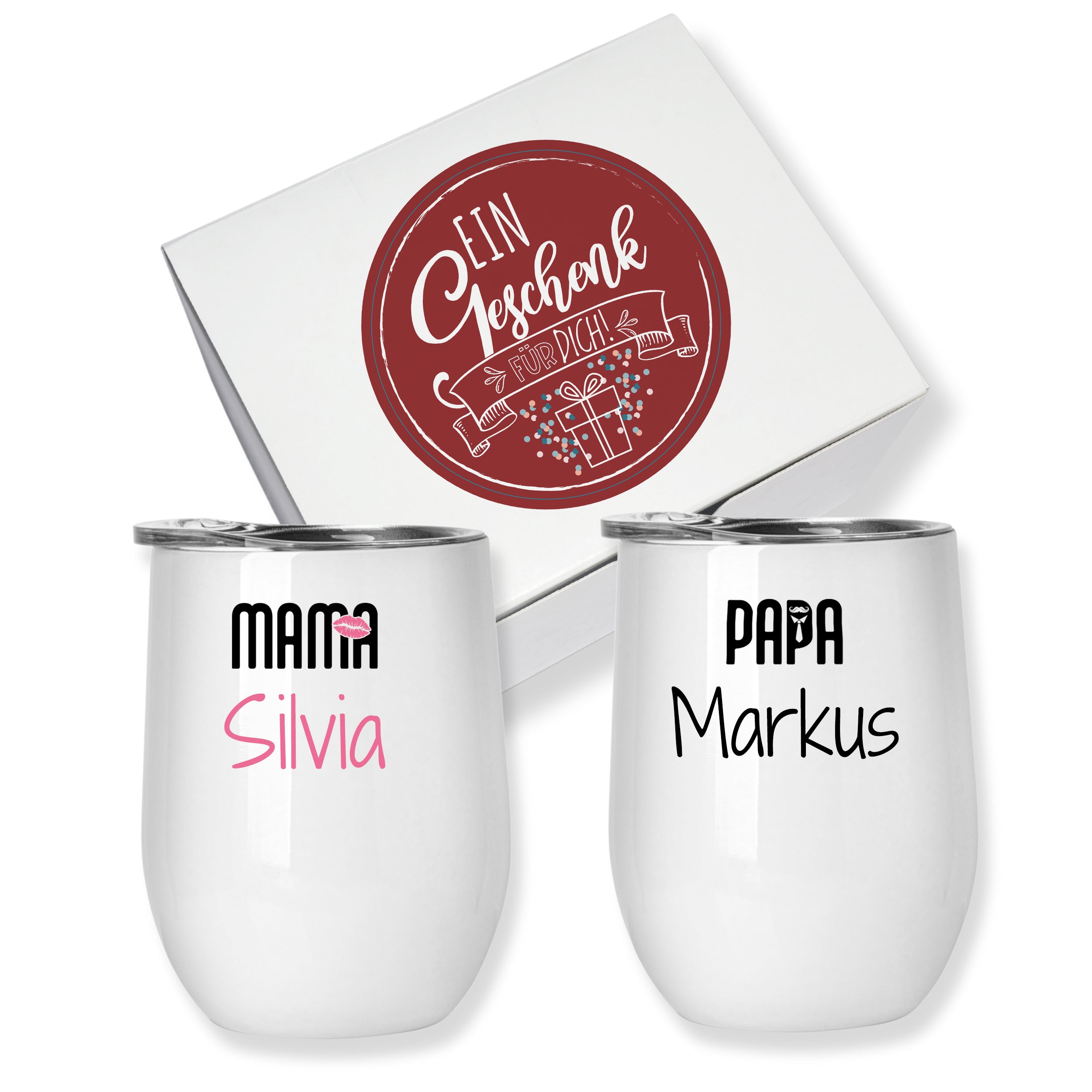 Weinbecher Set für Mama und Papa - Ein liebevolles Geschenk