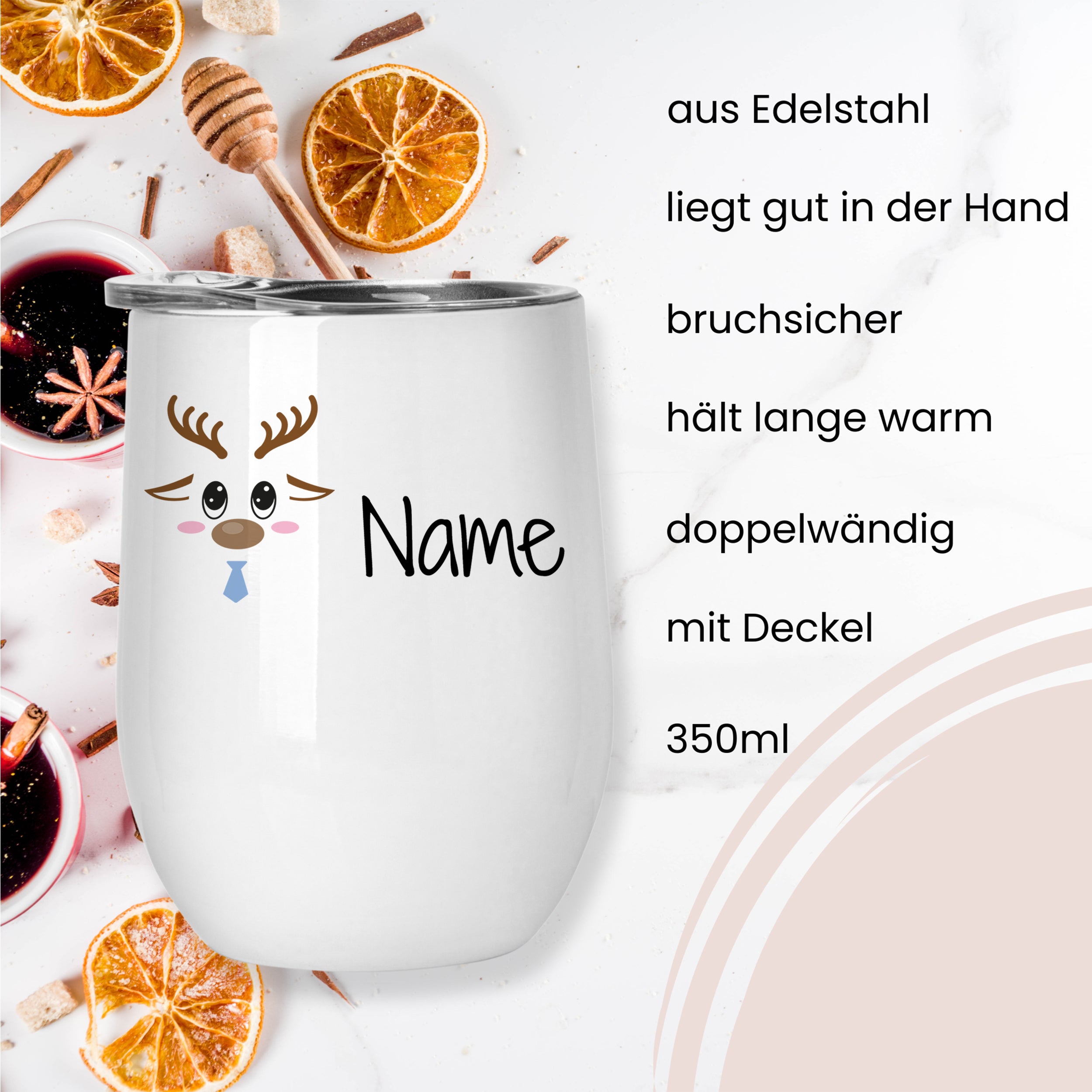 Weinbecher Set mit Rentier-Motiv - Fröhliche Feste feiern