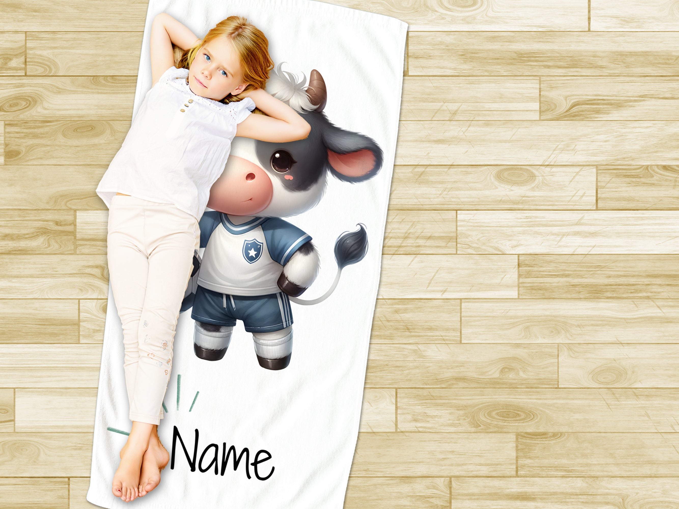 Handtuch mit niedlicher Fußball-Kuh