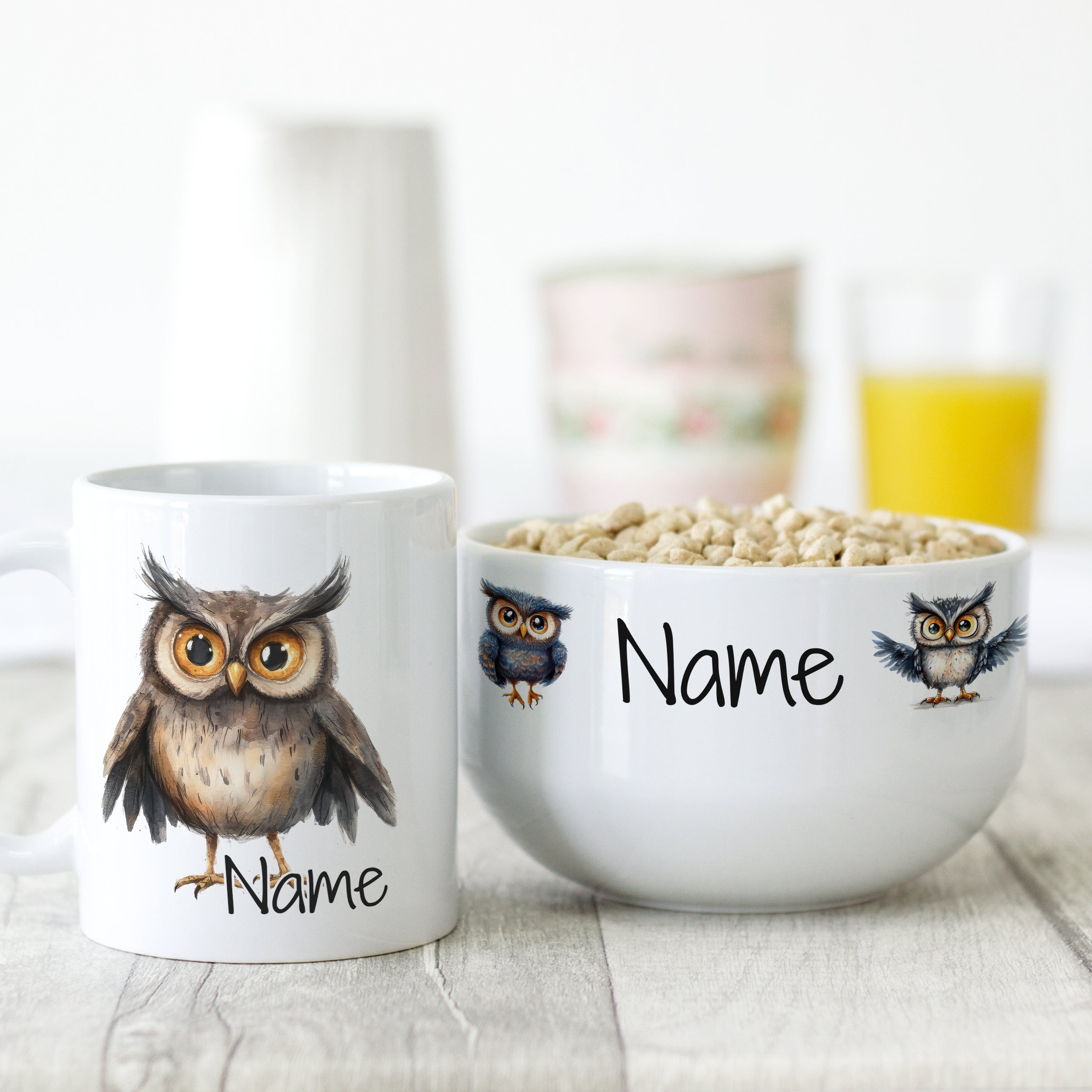 Set Müslischale mit Tasse - Frühstücksmomente mit Eule