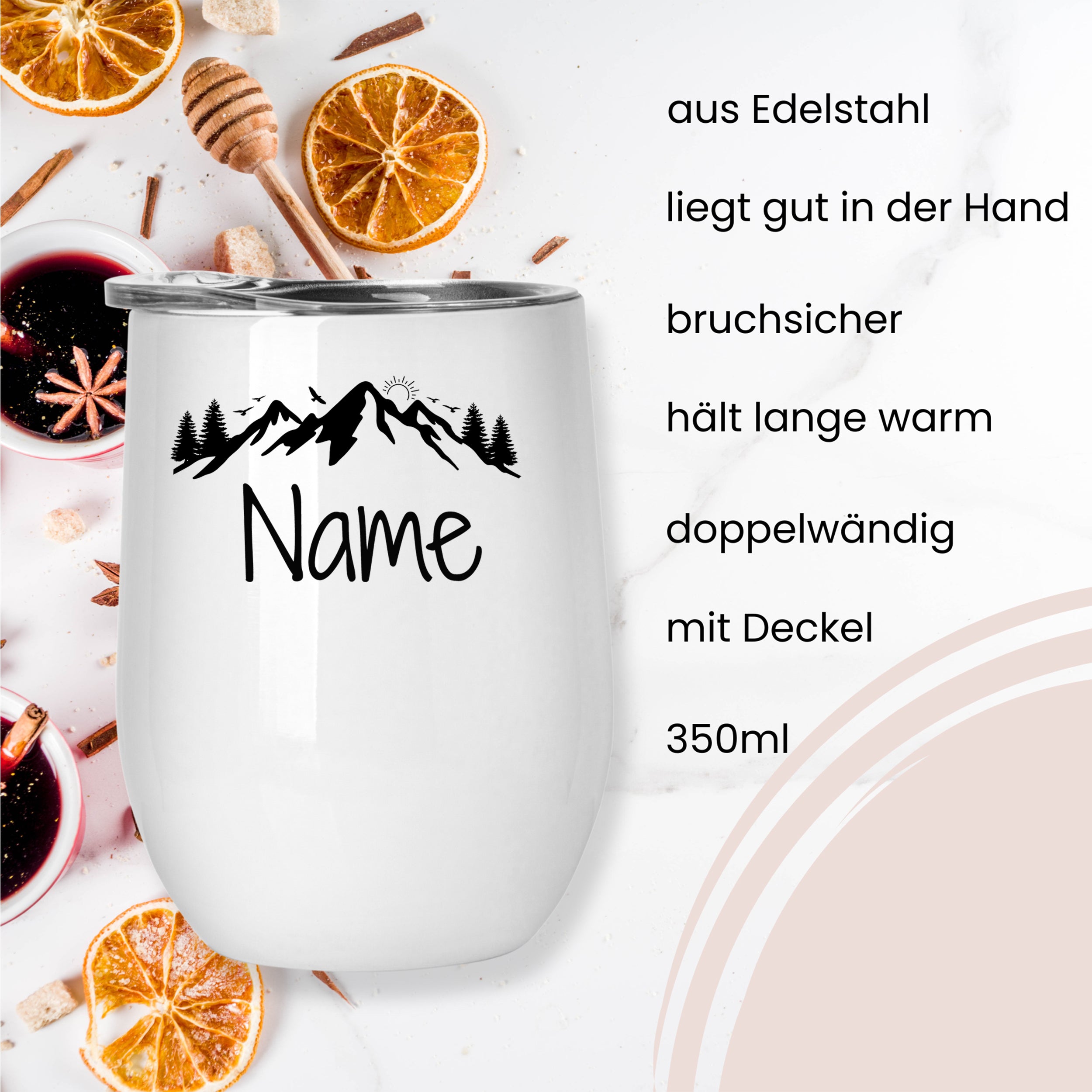 Weinbecher Set mit Bergmotiv