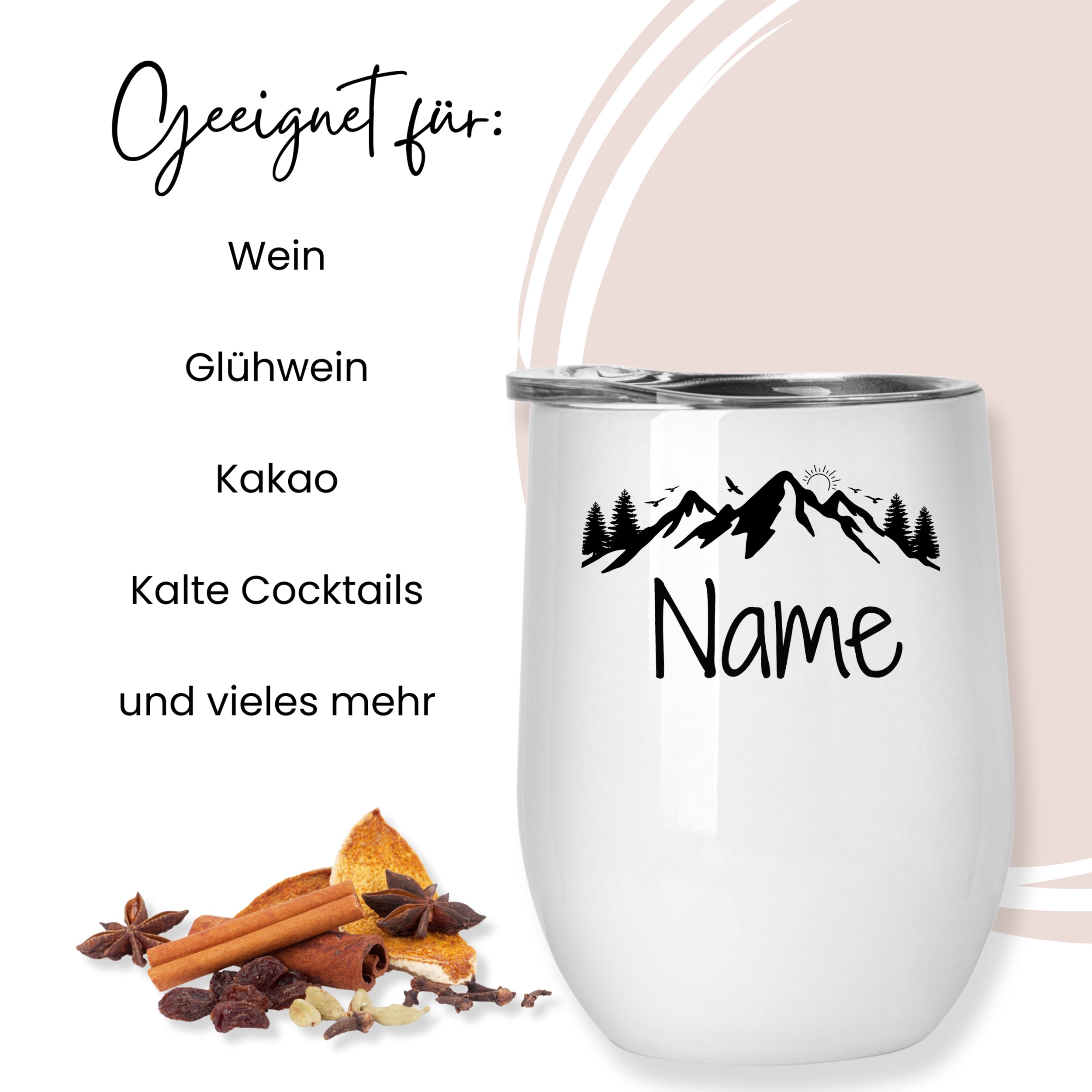 Weinbecher Set mit Bergmotiv