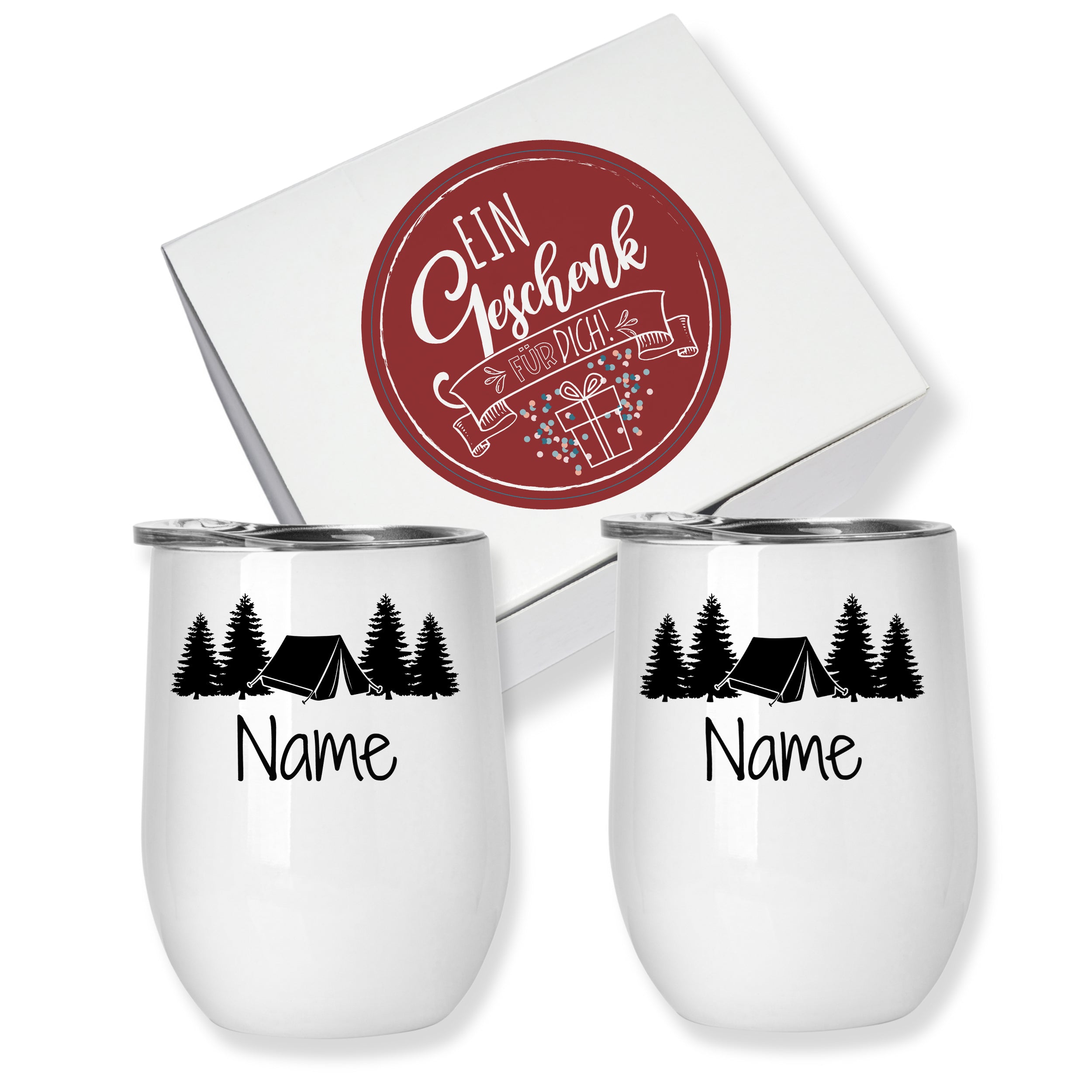 Weinbecher Set mit Camping-Motiv - Für unvergessliche Abende