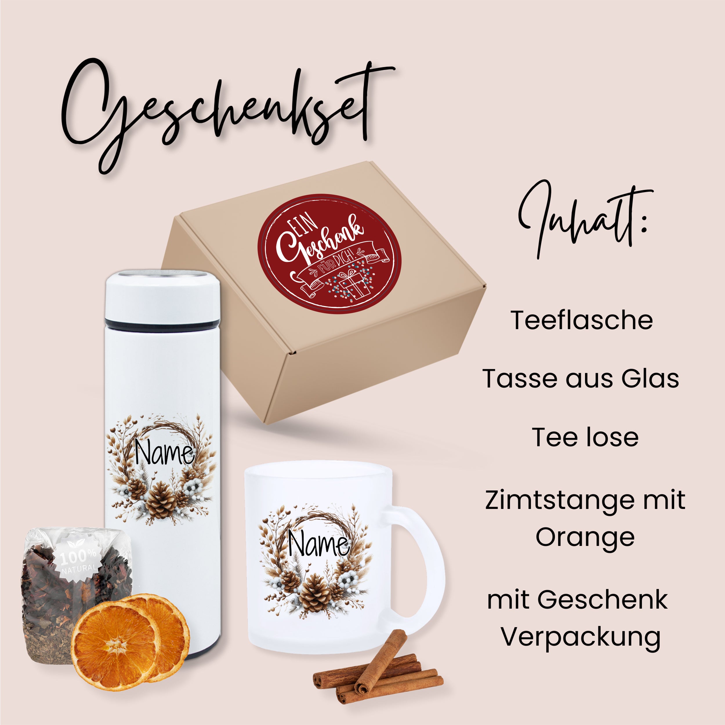 Geschenkset Teeflasche mit Tasse - Für persönliche Genussmomente
