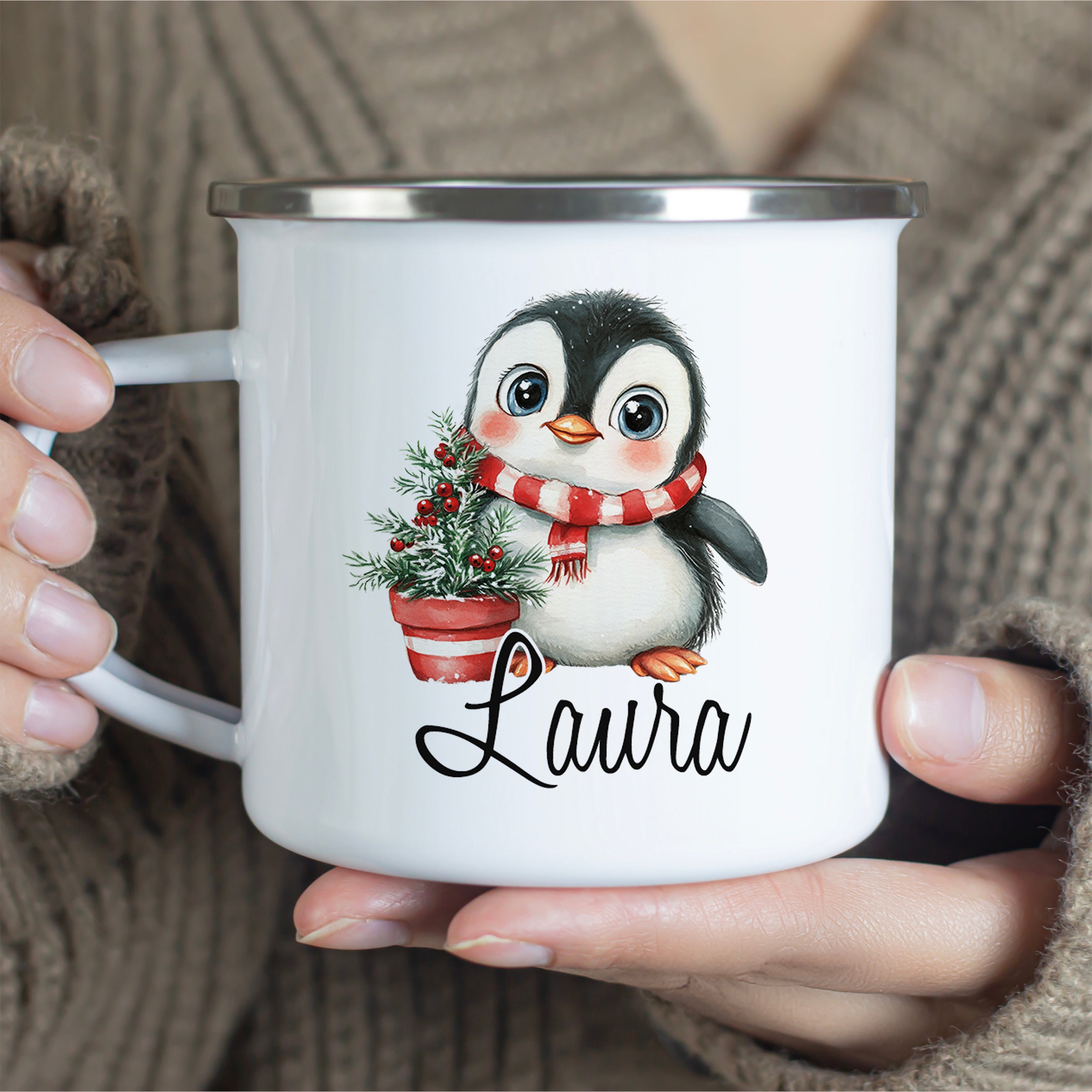 Emaille Becher Pinguin