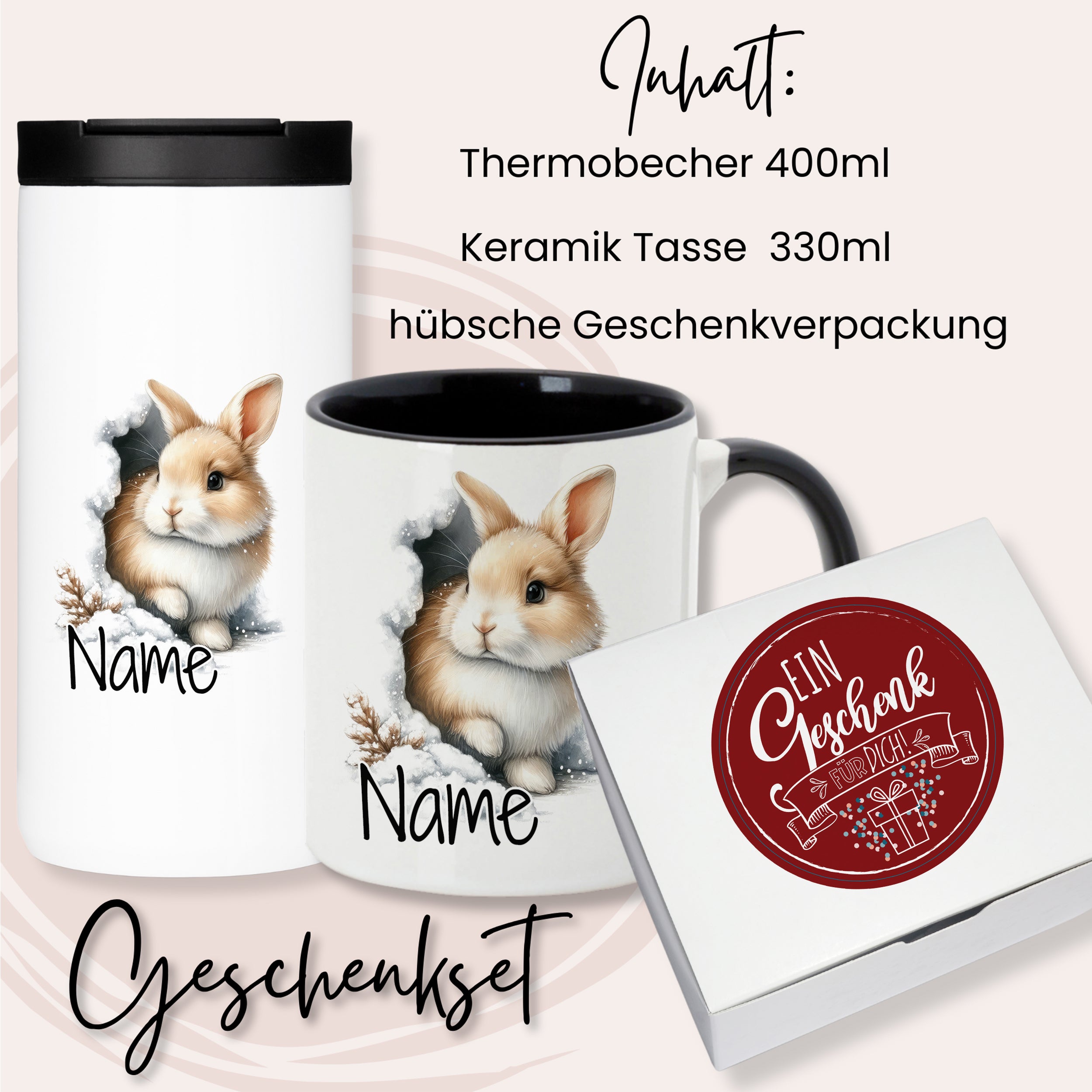 Geschenkset Kaffeebecher mit Tasse - Für Tierliebhaber