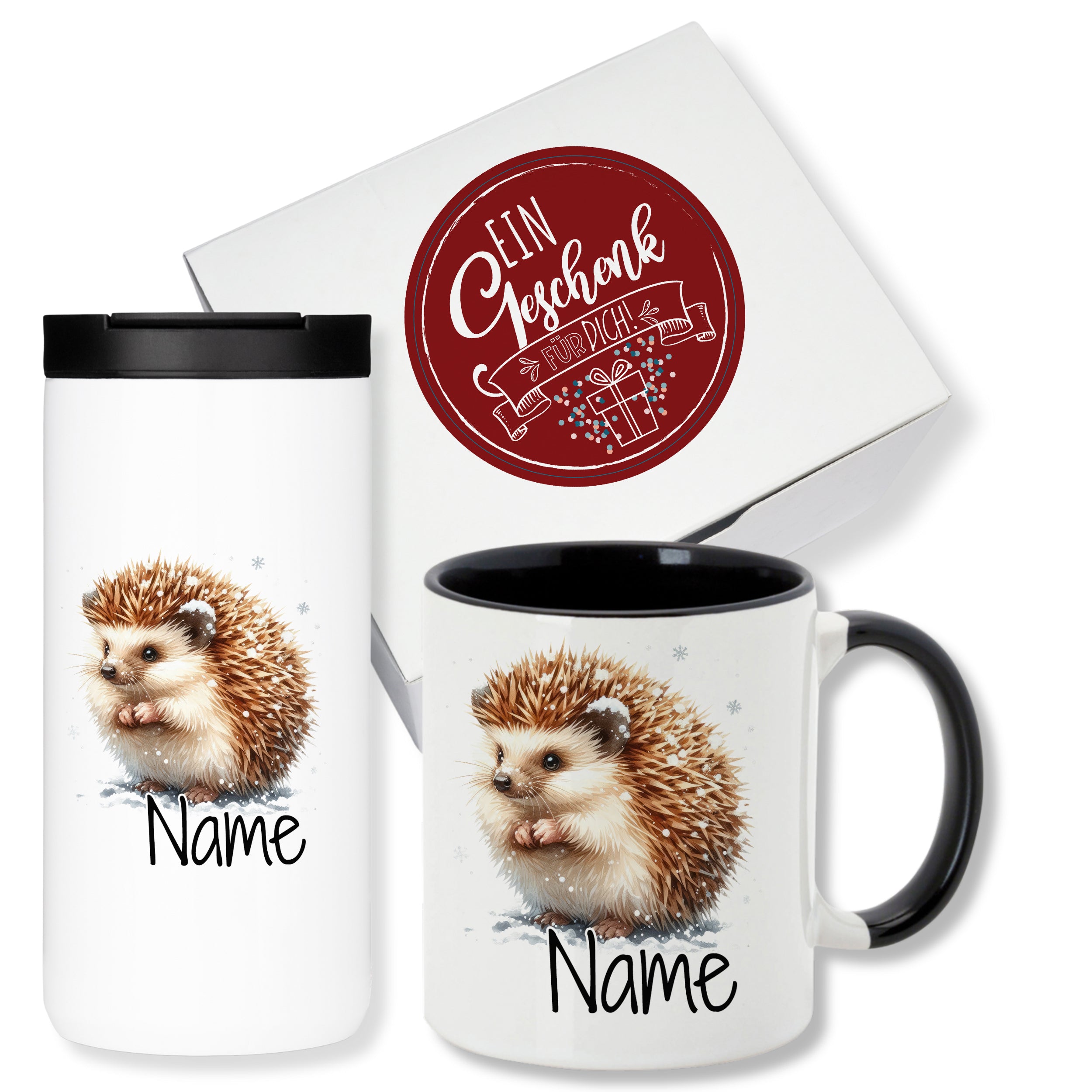 Geschenkset Kaffeebecher mit Tasse - Für Igel-Liebhaber