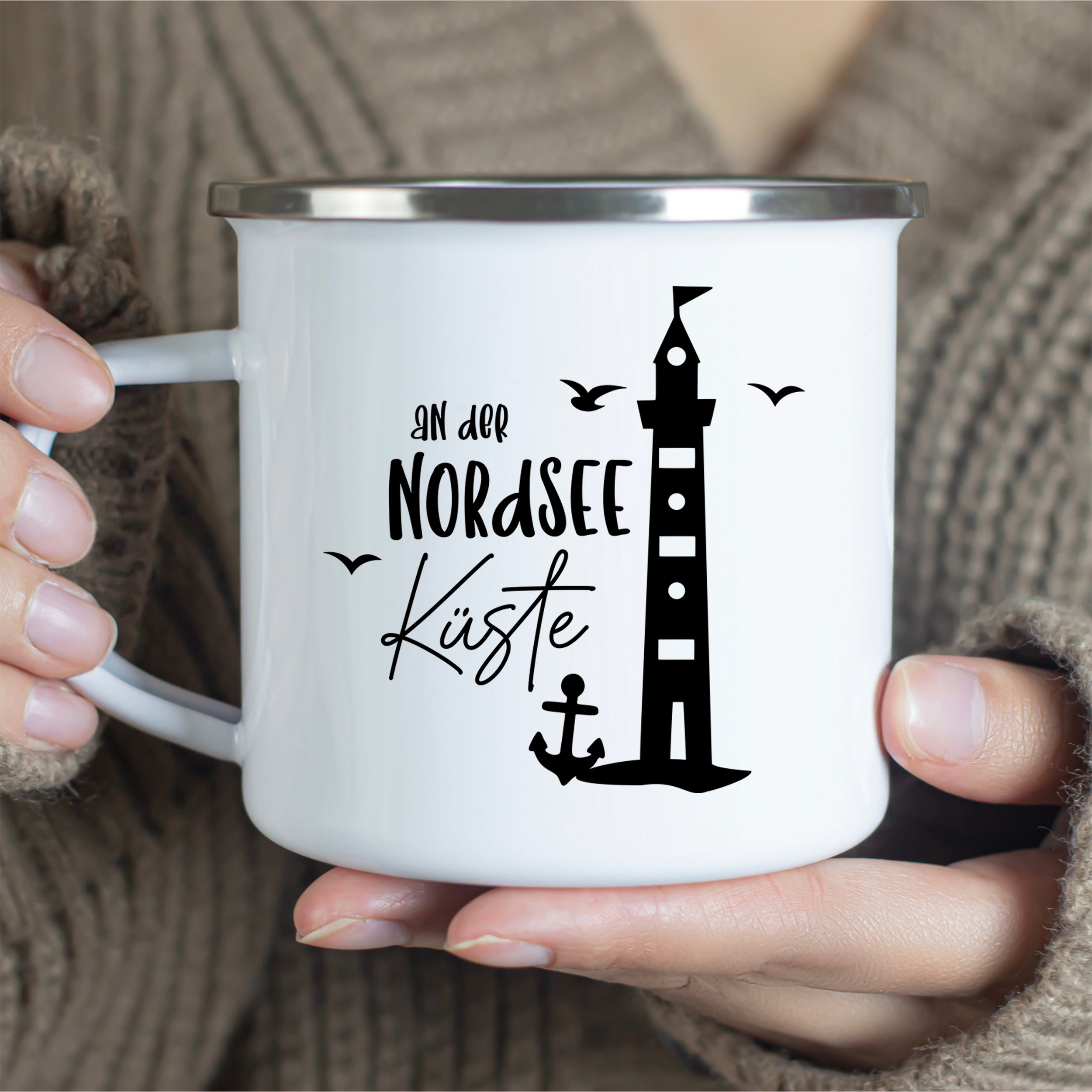 Emaille Becher Leuchtturm