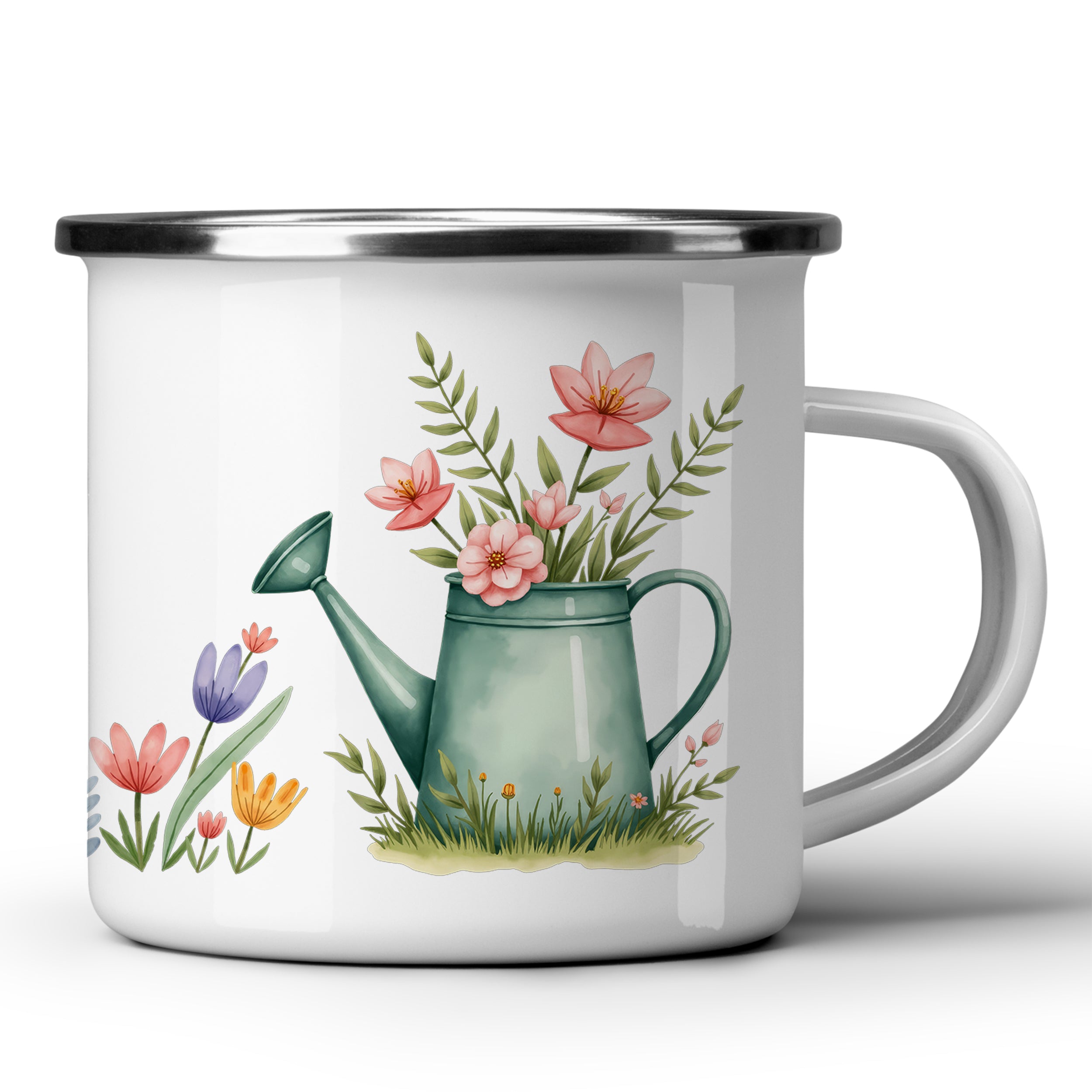 Emaille Becher mit Blumenmotiv - Für blühende Momente