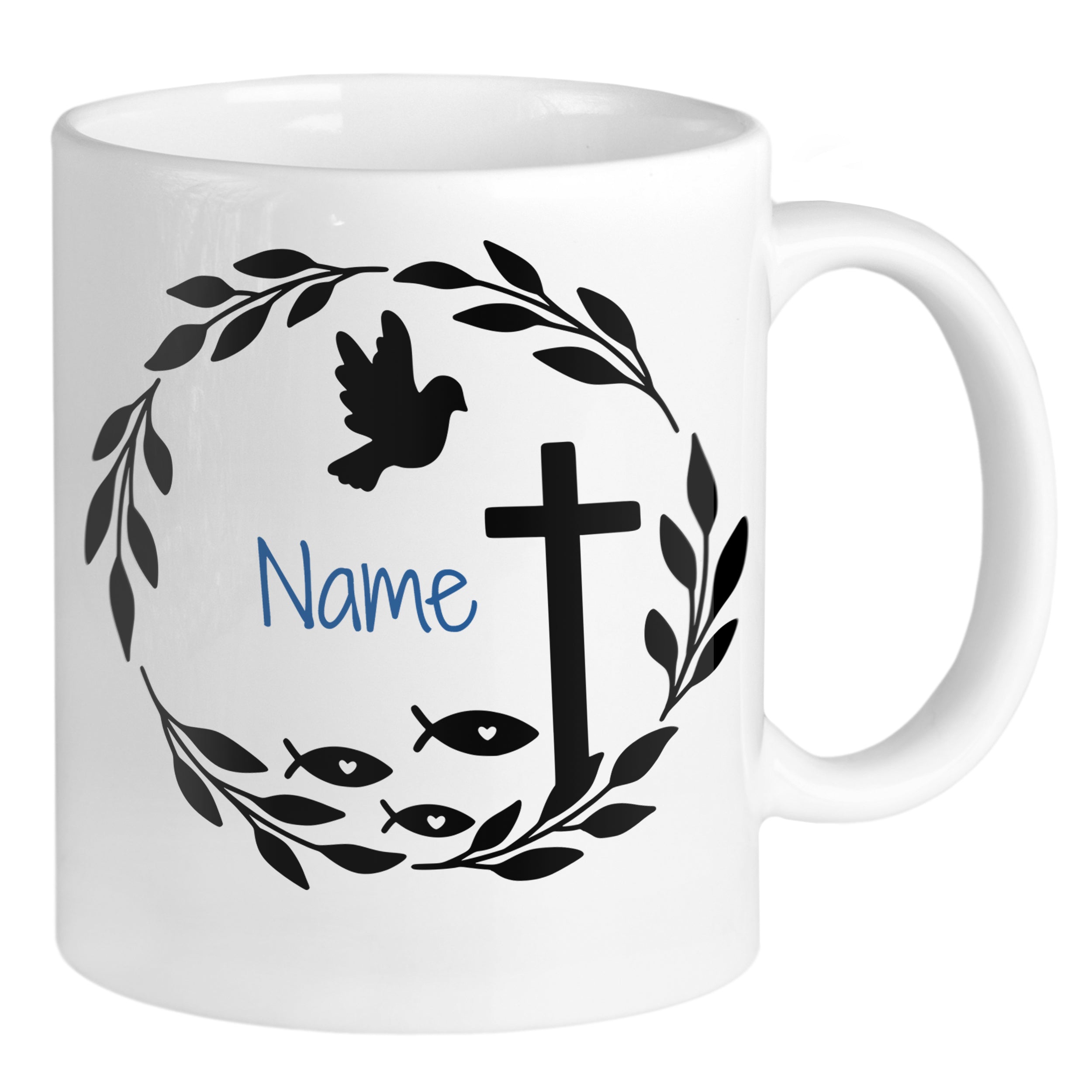 Tasse mit Taube und Kreuz - Ein Zeichen des Glaubens