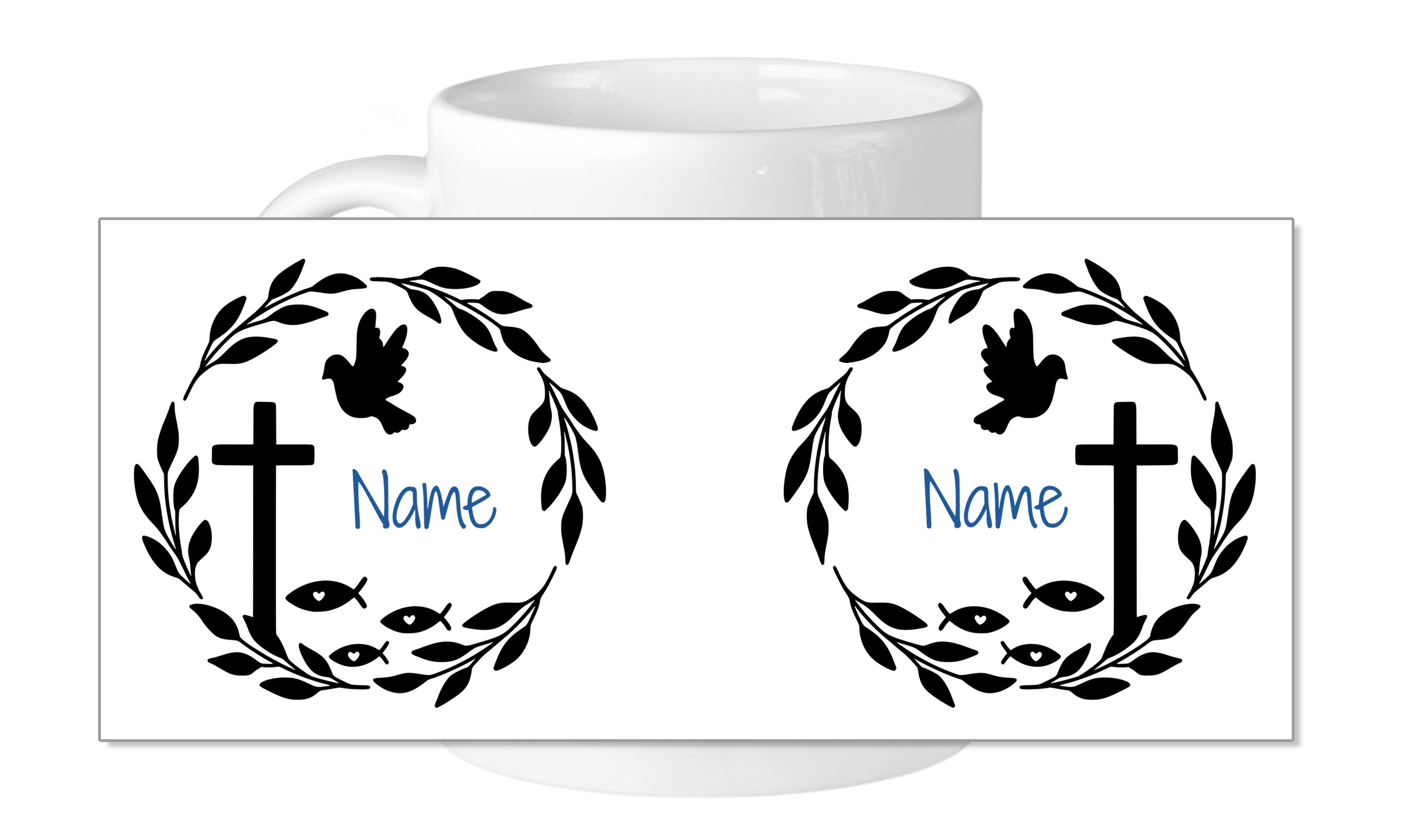 Tasse mit Taube und Kreuz - Ein Zeichen des Glaubens