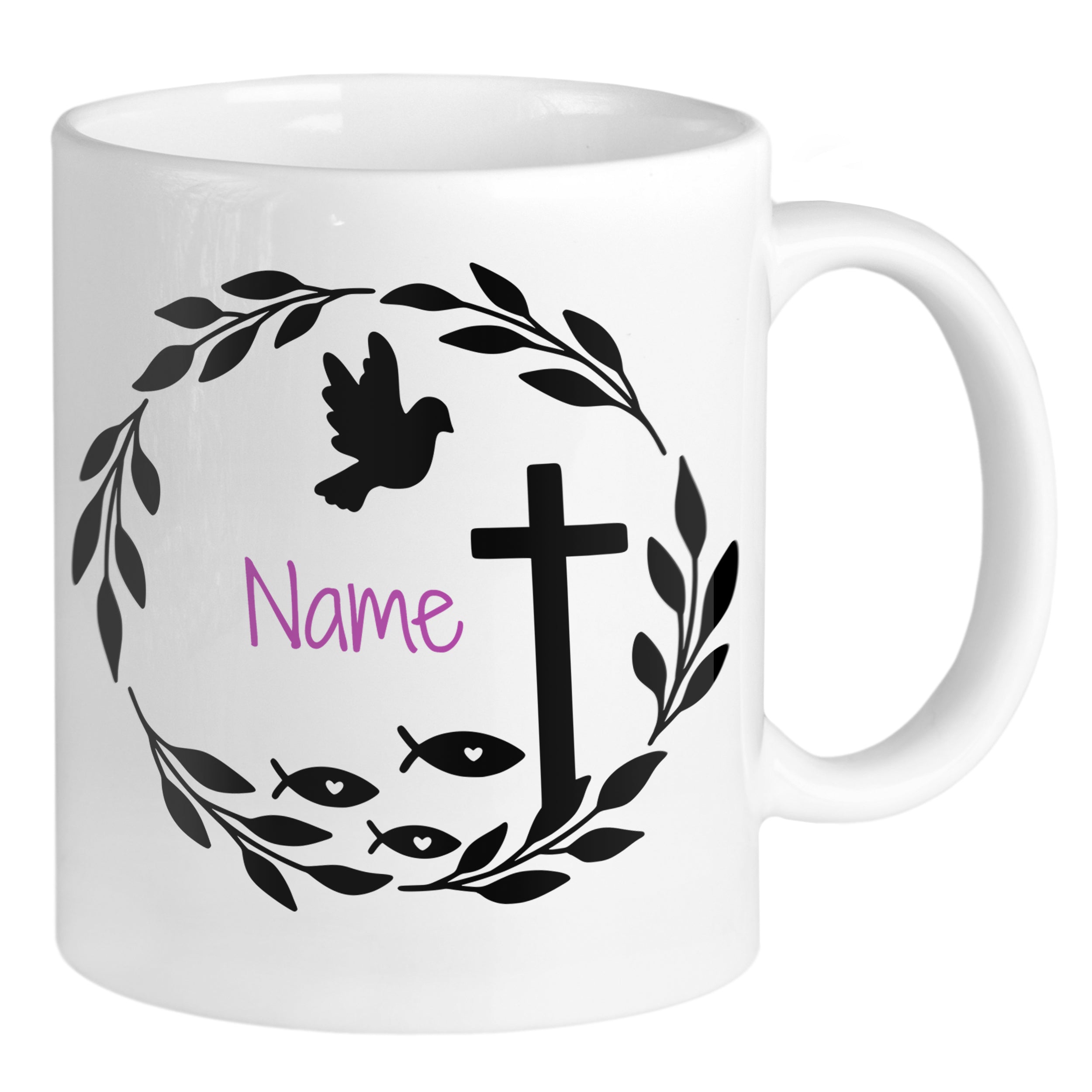 Tasse mit Taube und Kreuz - Ein Zeichen des Glaubens