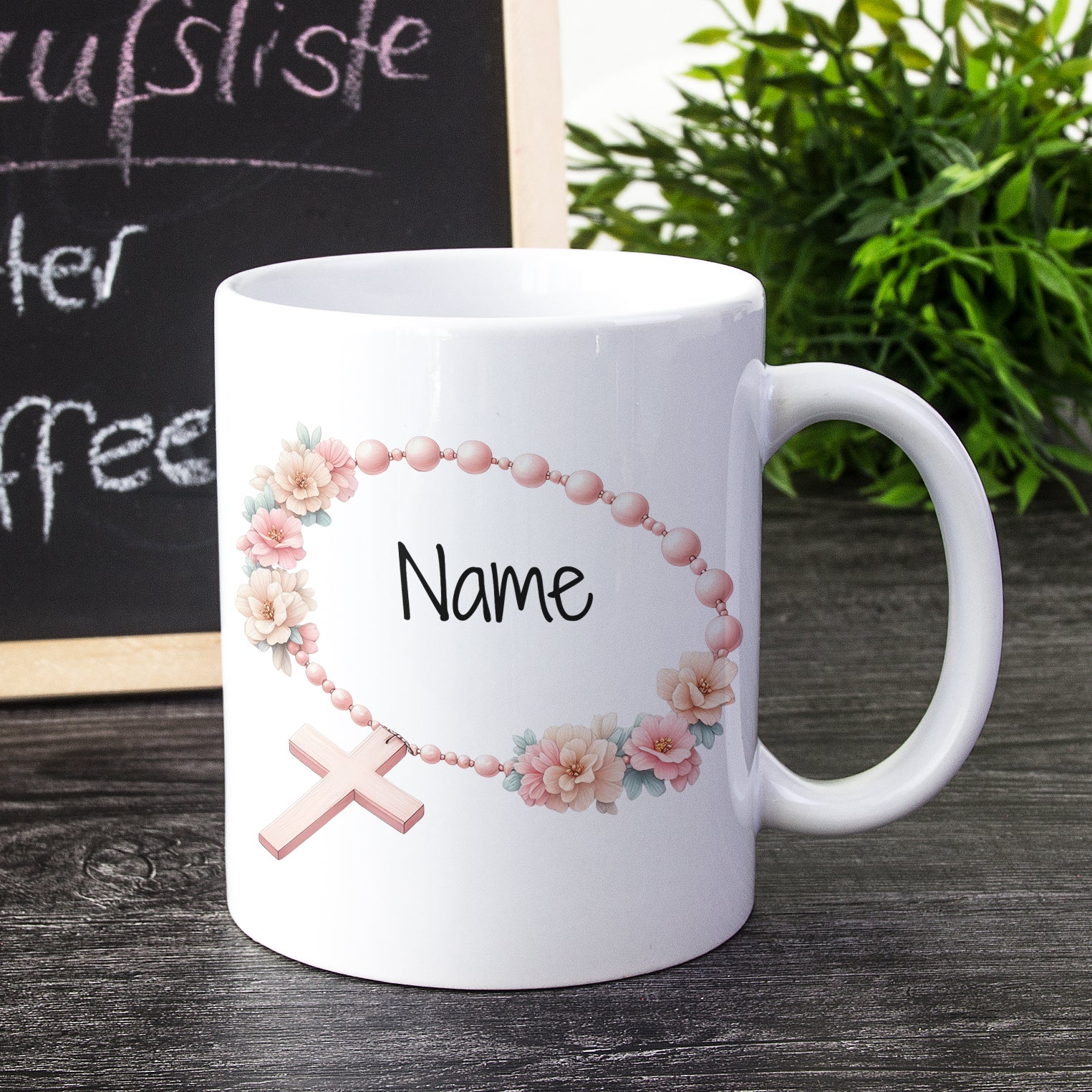 Tasse mit Rosenkranz-Motiv - Für besondere Momente