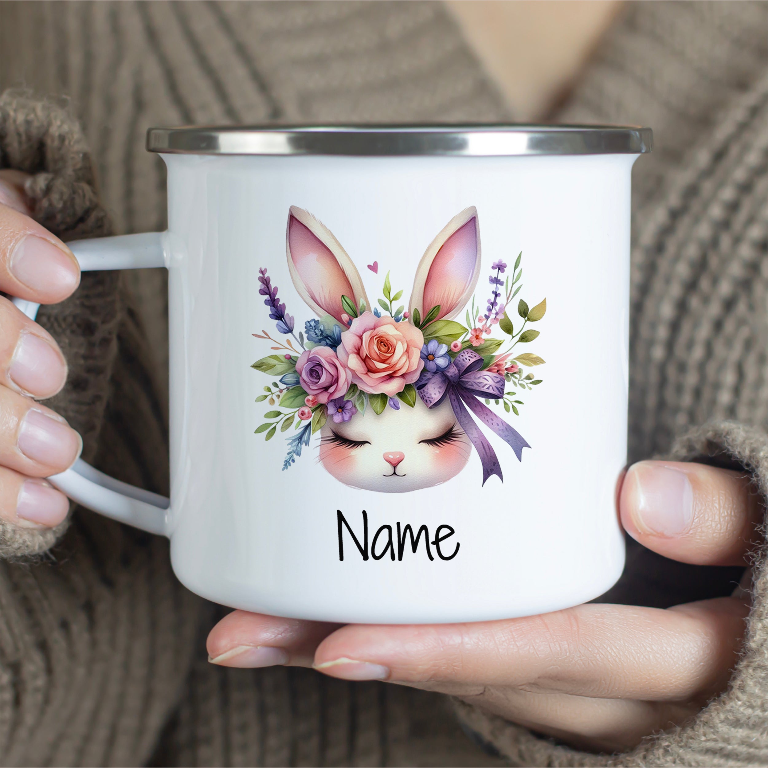 Personalisierte Emaille-Tasse Osterhase