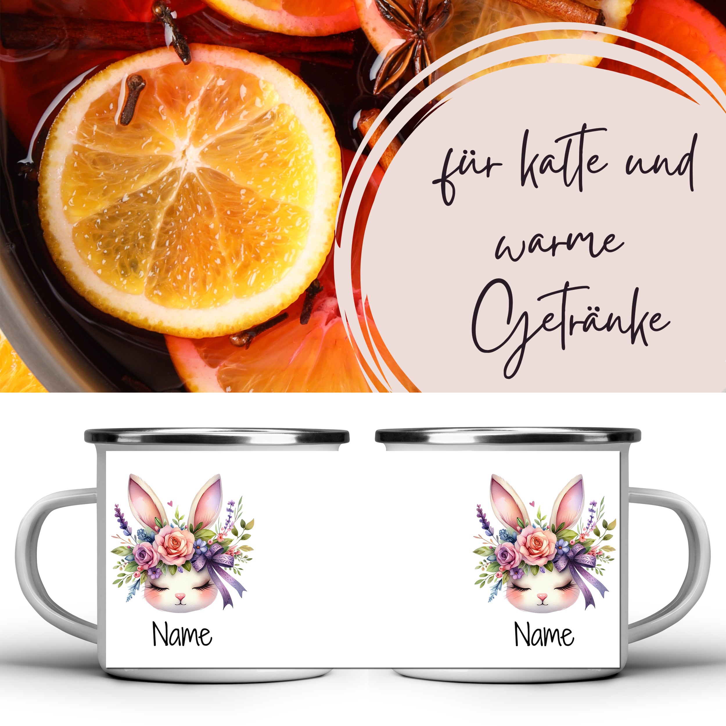 Personalisierte Emaille-Tasse Osterhase