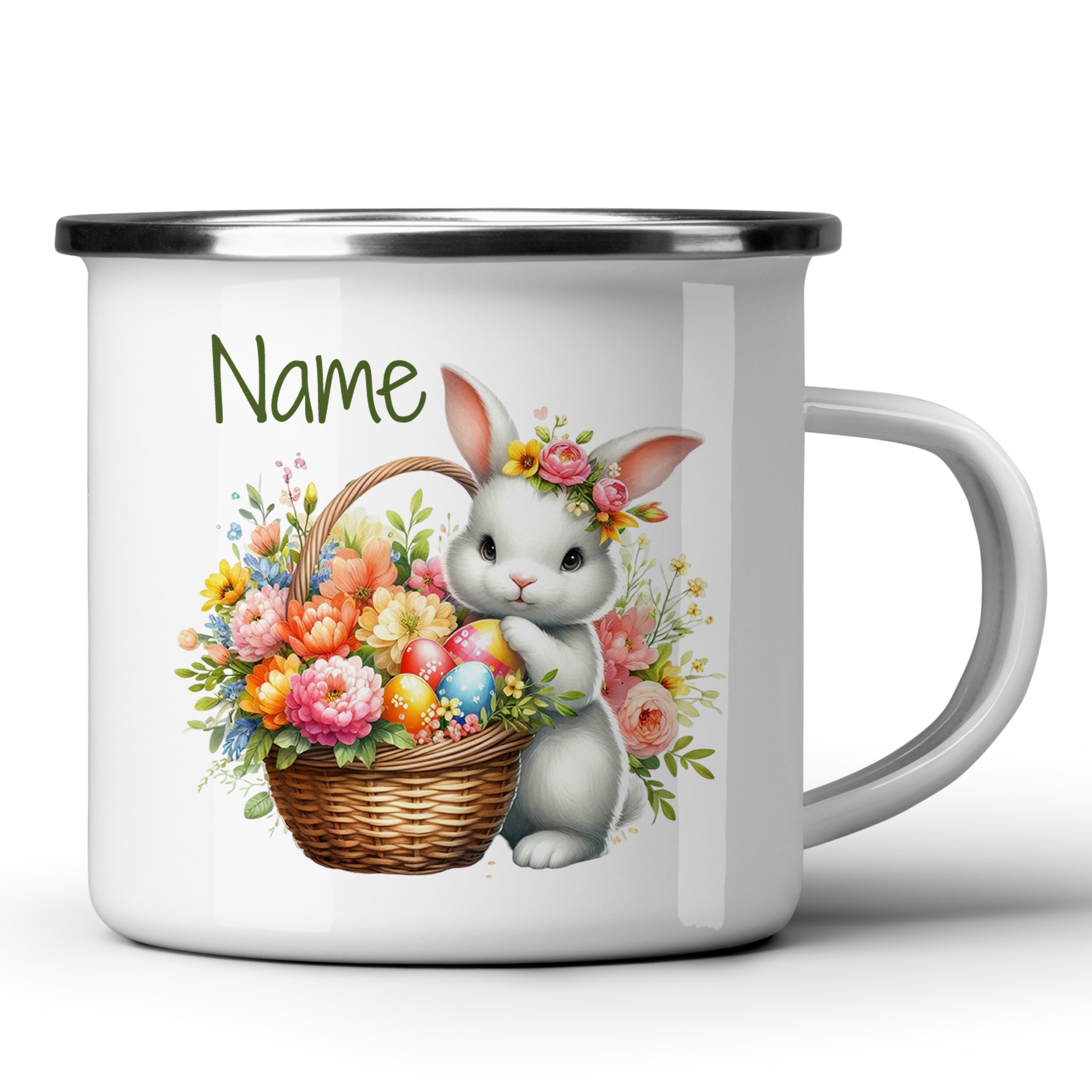 Emaille Becher mit Osterhase