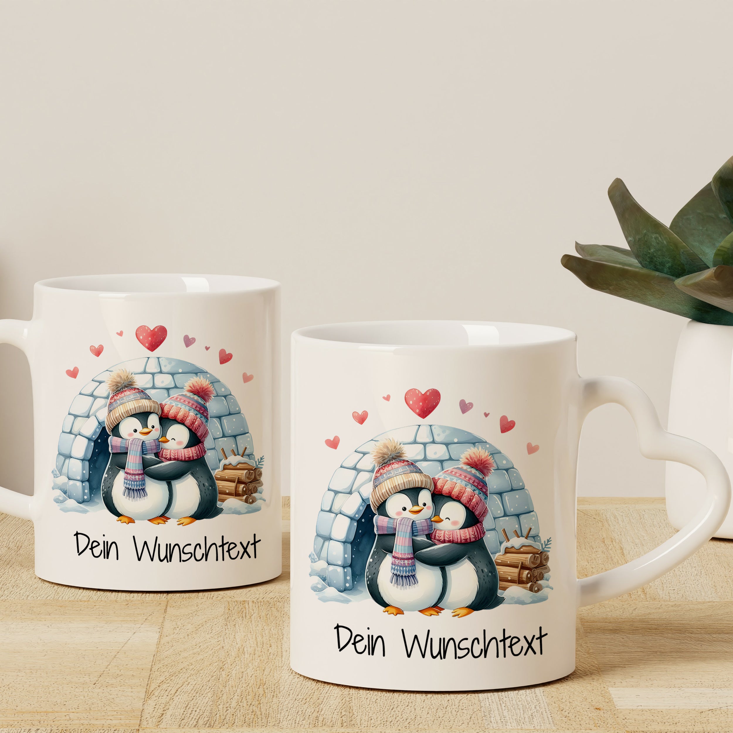 Zwei Tassen Set mit Pinguinen