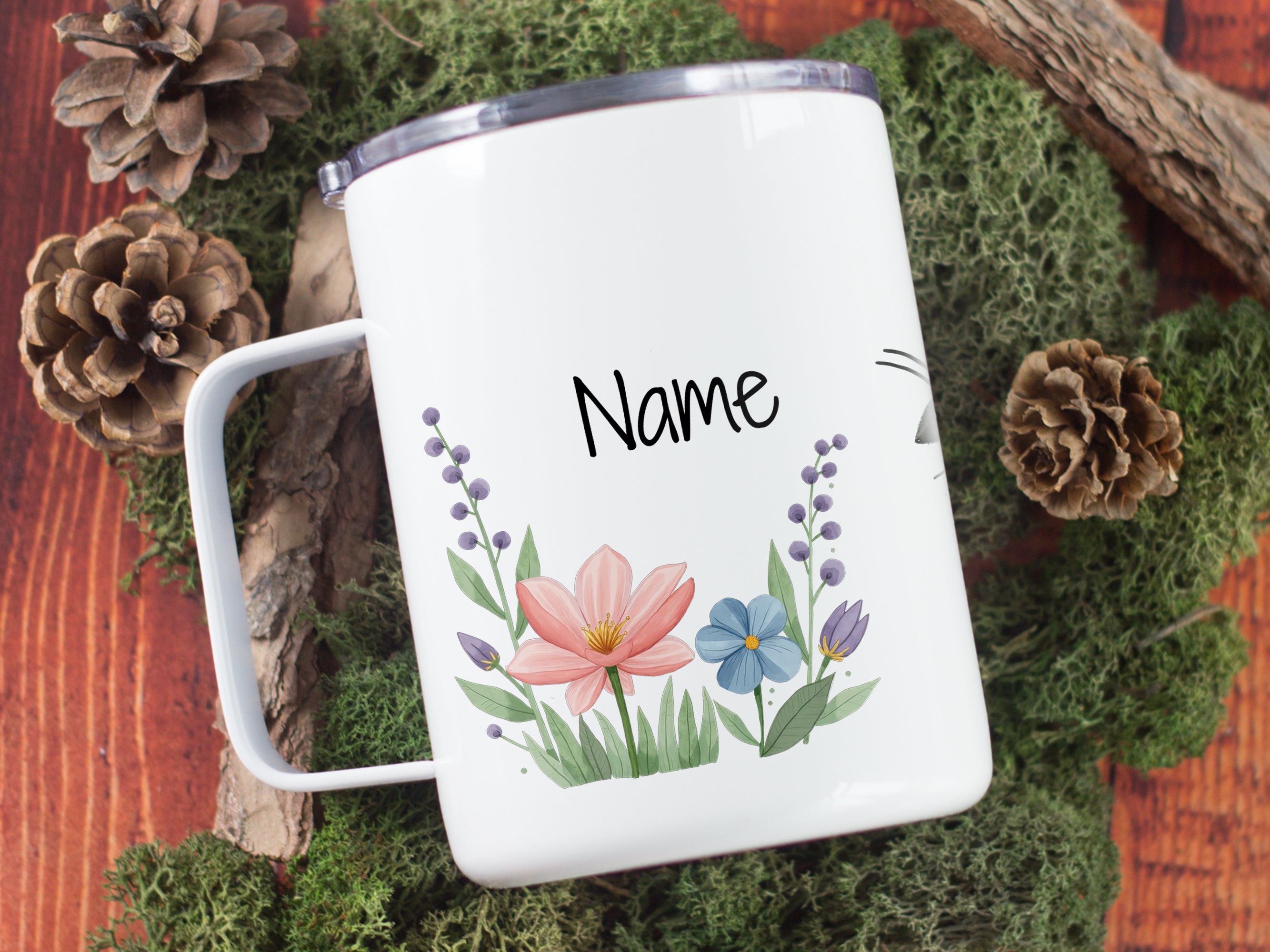 Wanderbecher mit Blumen - Für fröhliche Ausflüge