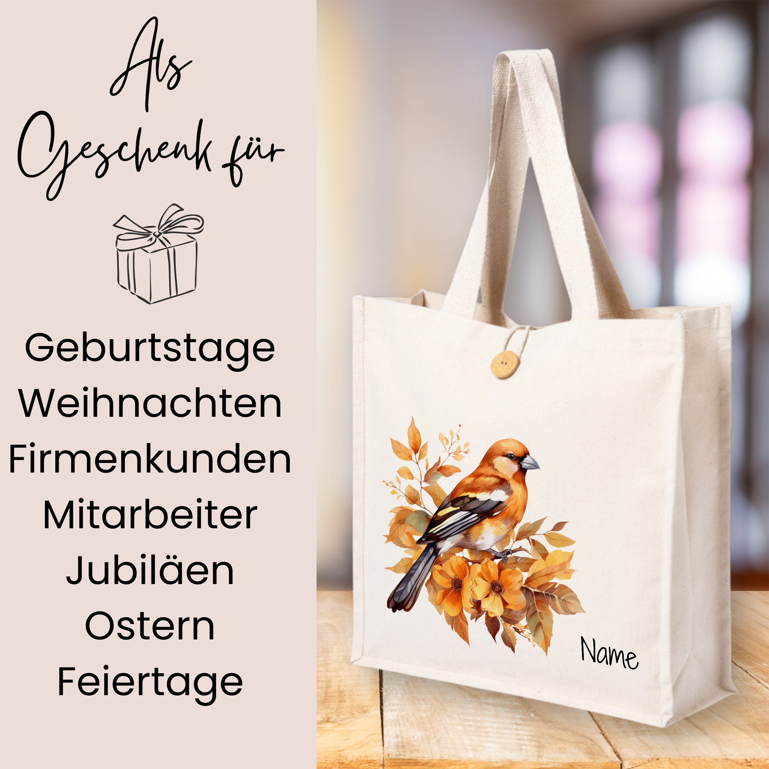 Tasche mit Rotkehlchen