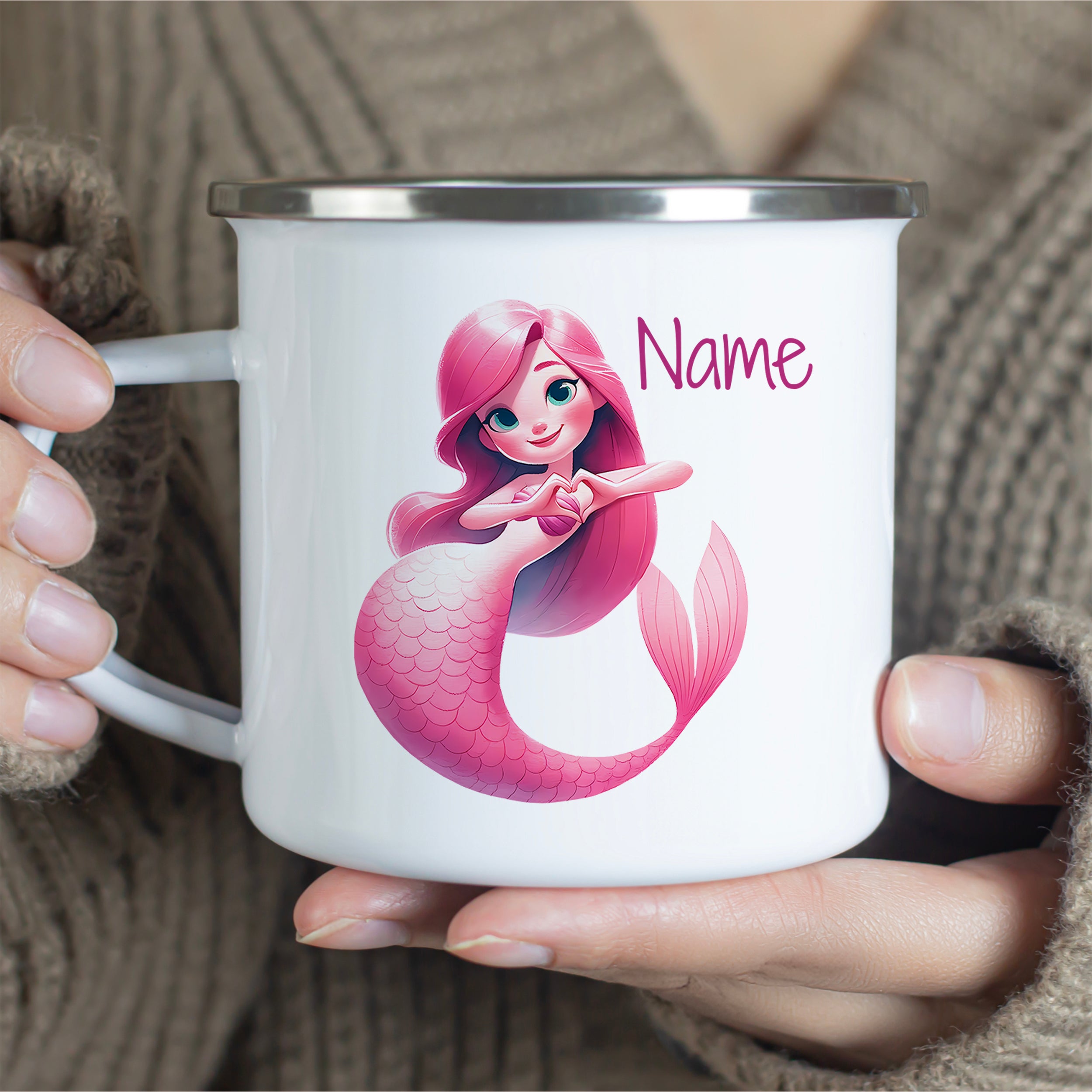 Emaille Becher Meerjungfrau