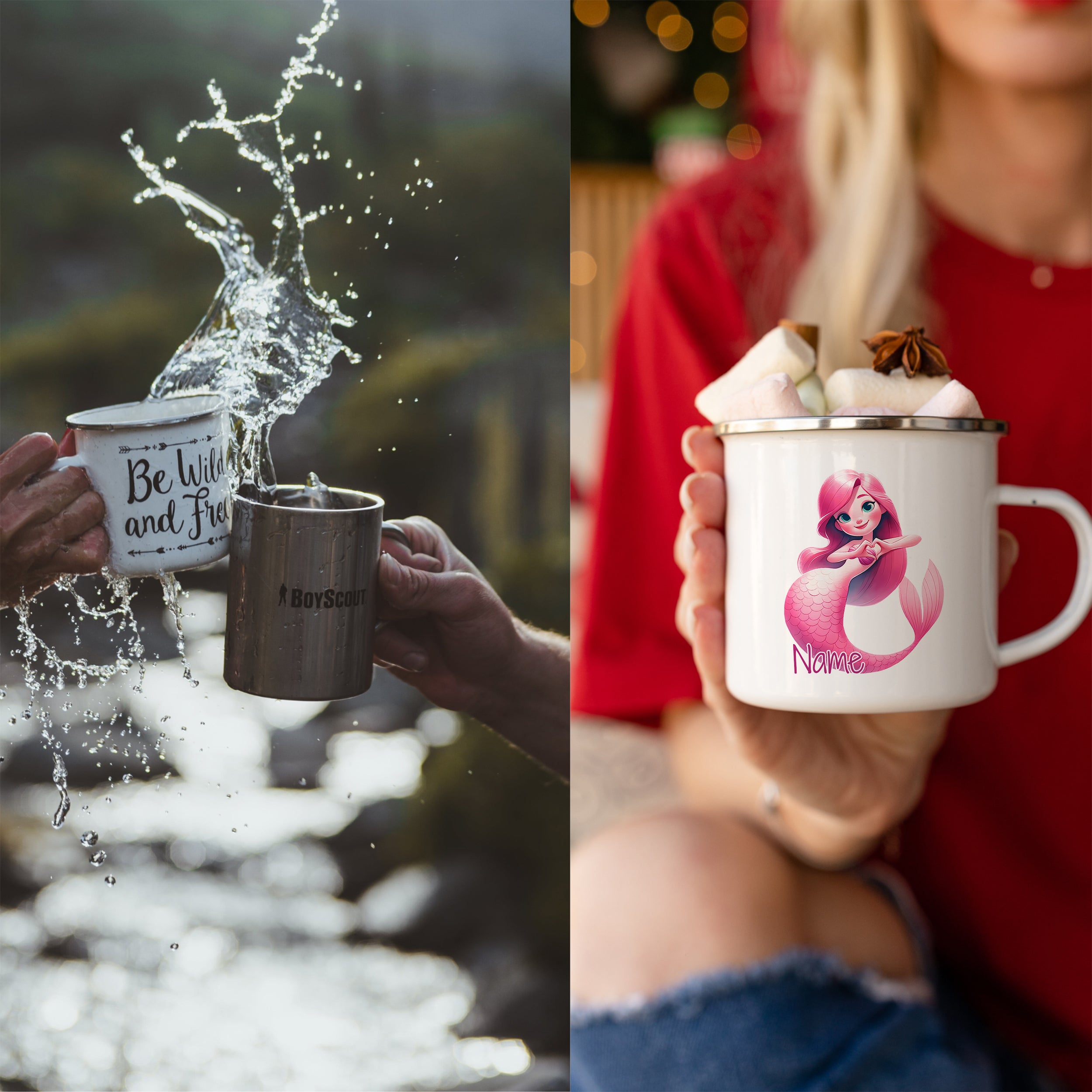 Emaille Becher Meerjungfrau