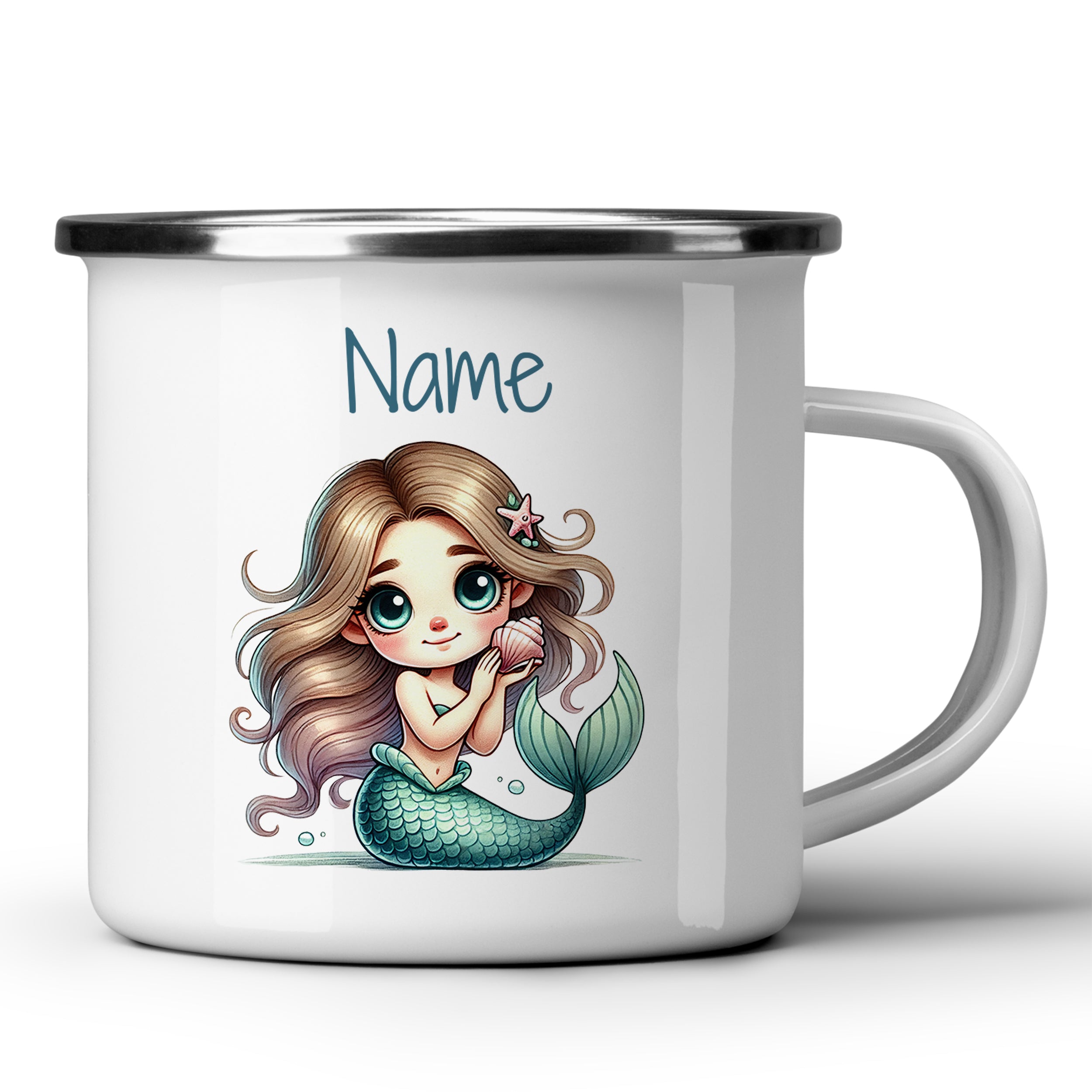 Emaille Becher Meerjungfrau