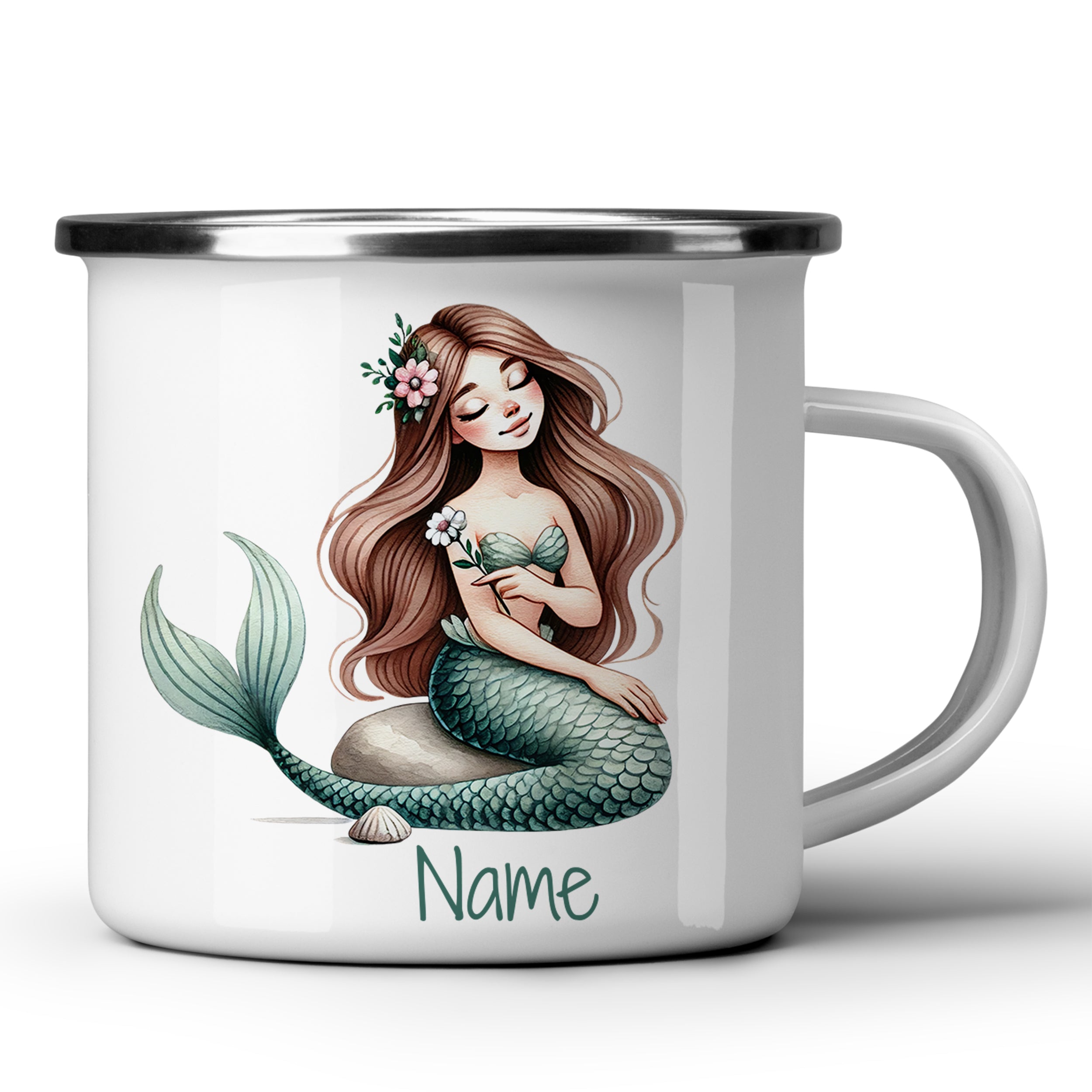 Emaille Becher Meerjungfrau