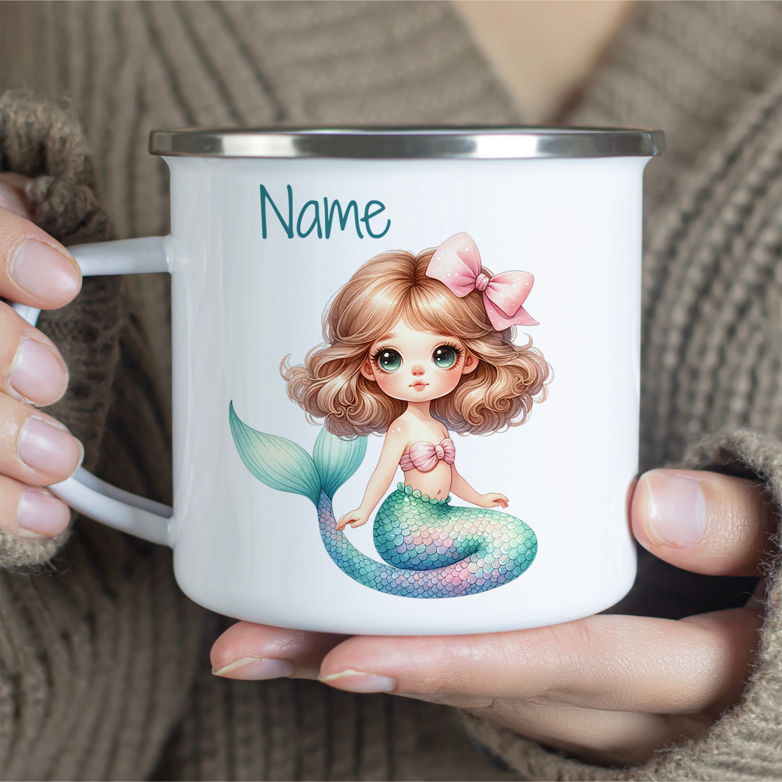 Emaille Becher Meerjungfrau