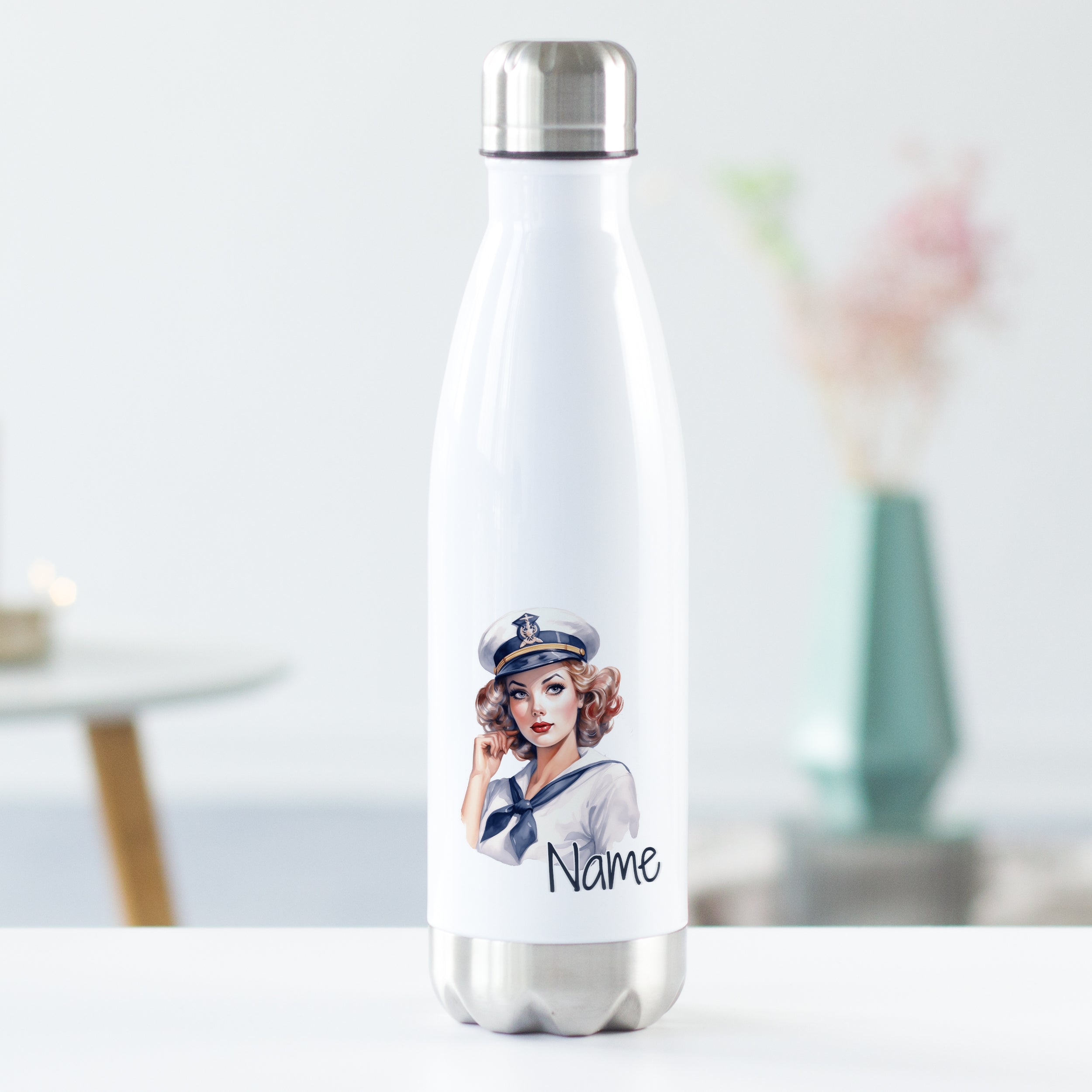 Thermosflasche mit Kapitänsmotiv