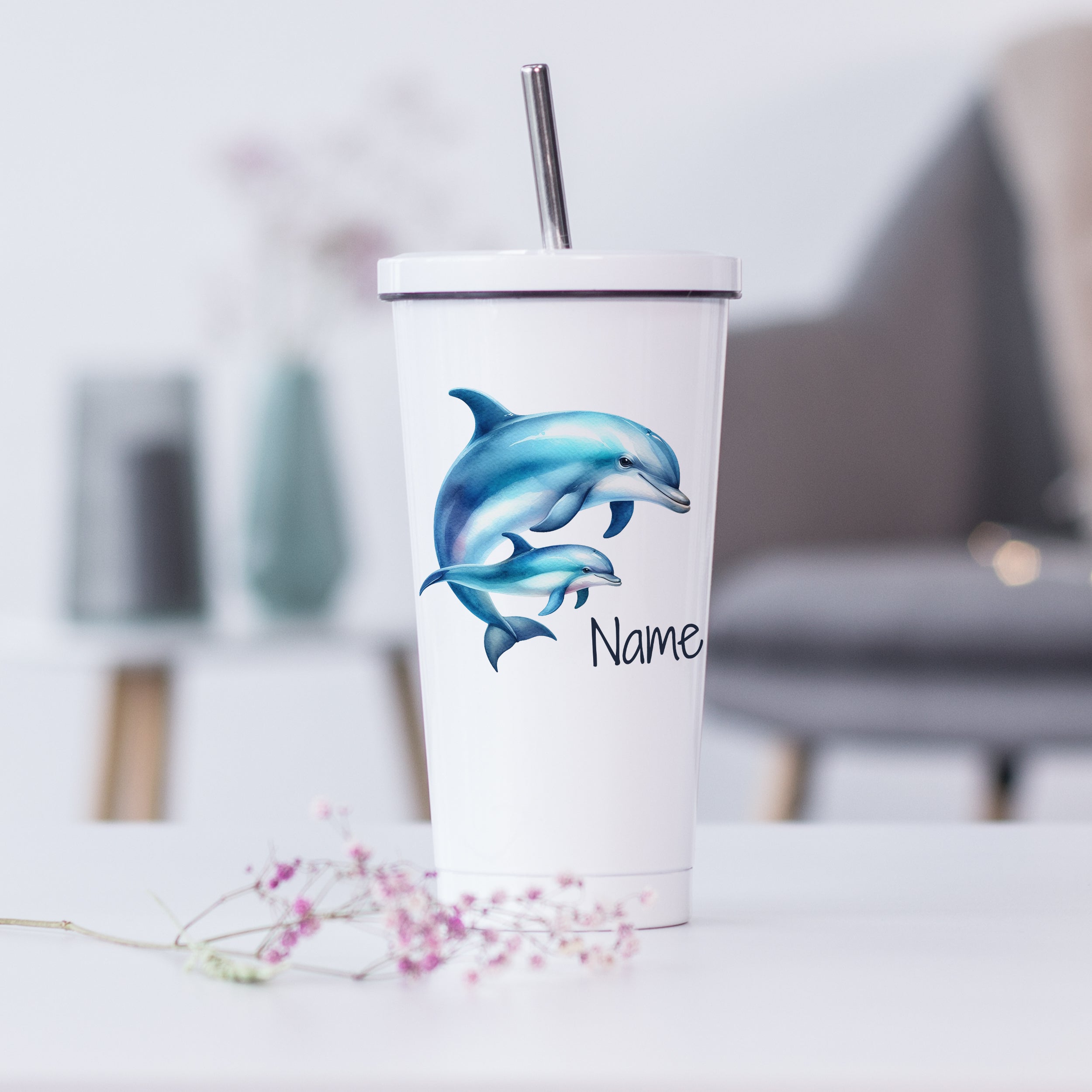 Trinkbecher mit Delfinmotiv