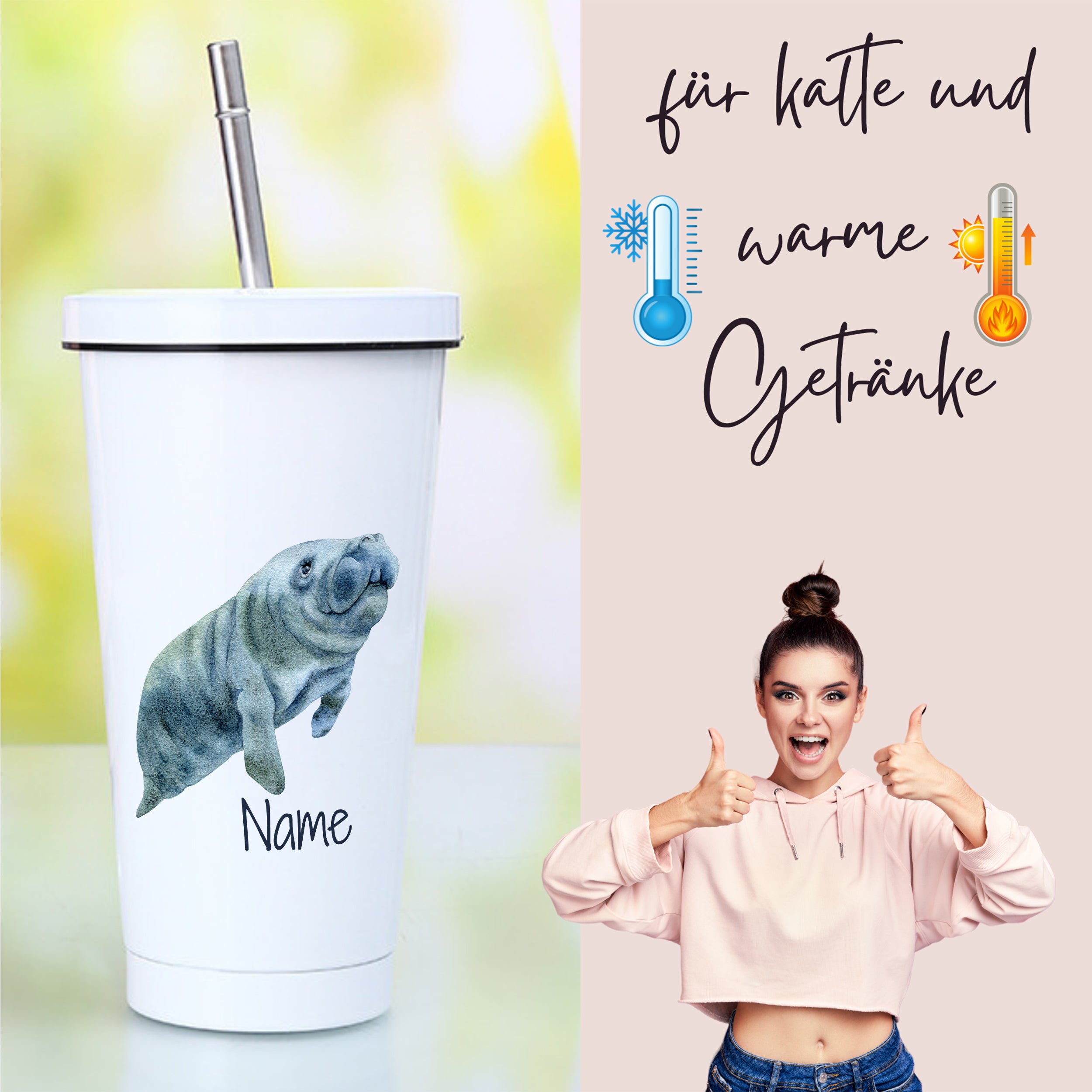 Trinkbecher mit Walross-Motiv