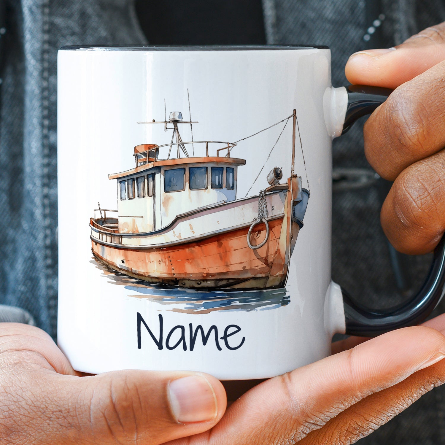 Tasse mit Fischerboot