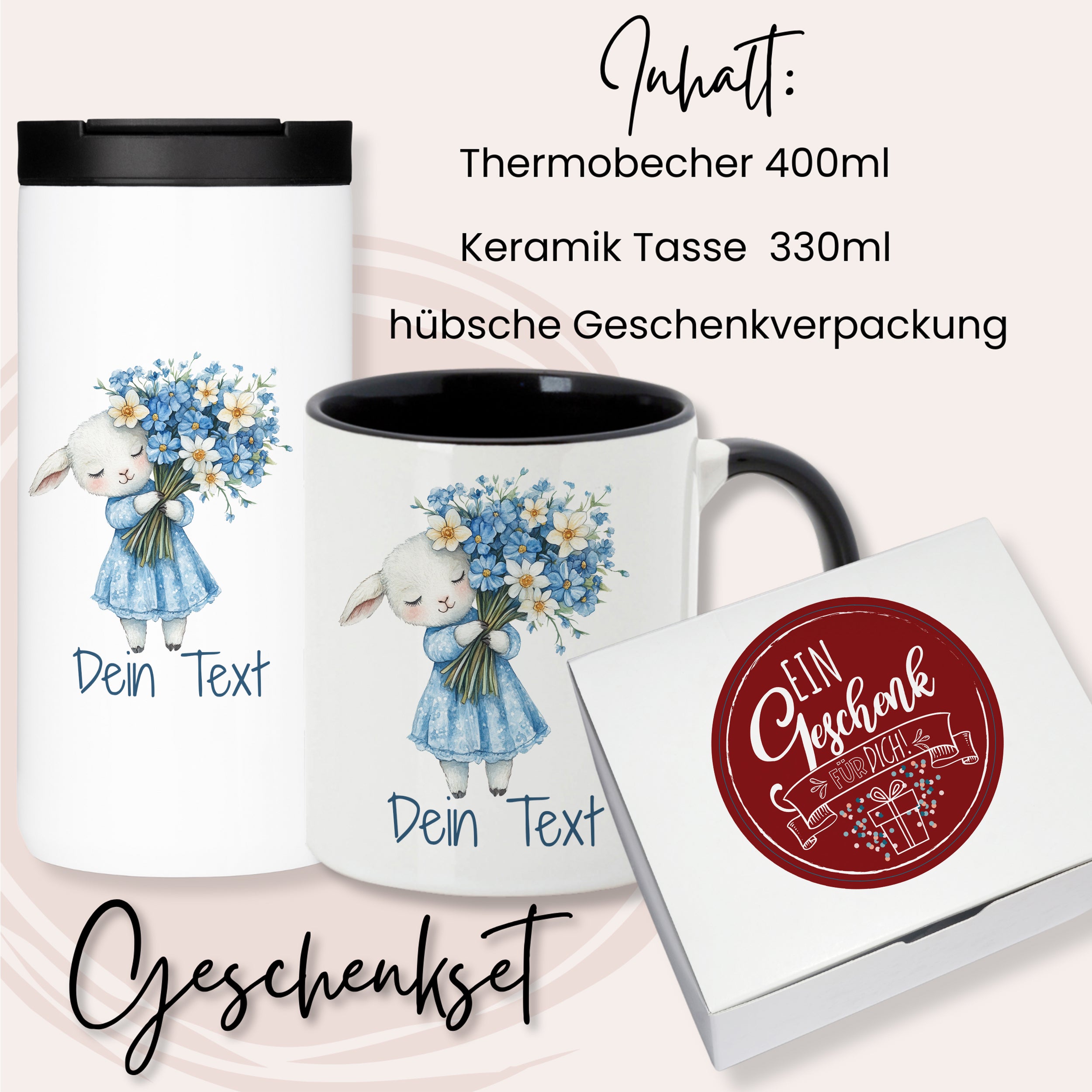 Geschenkset Kaffeebecher mit Tasse - Für kleine Glücksmomente
